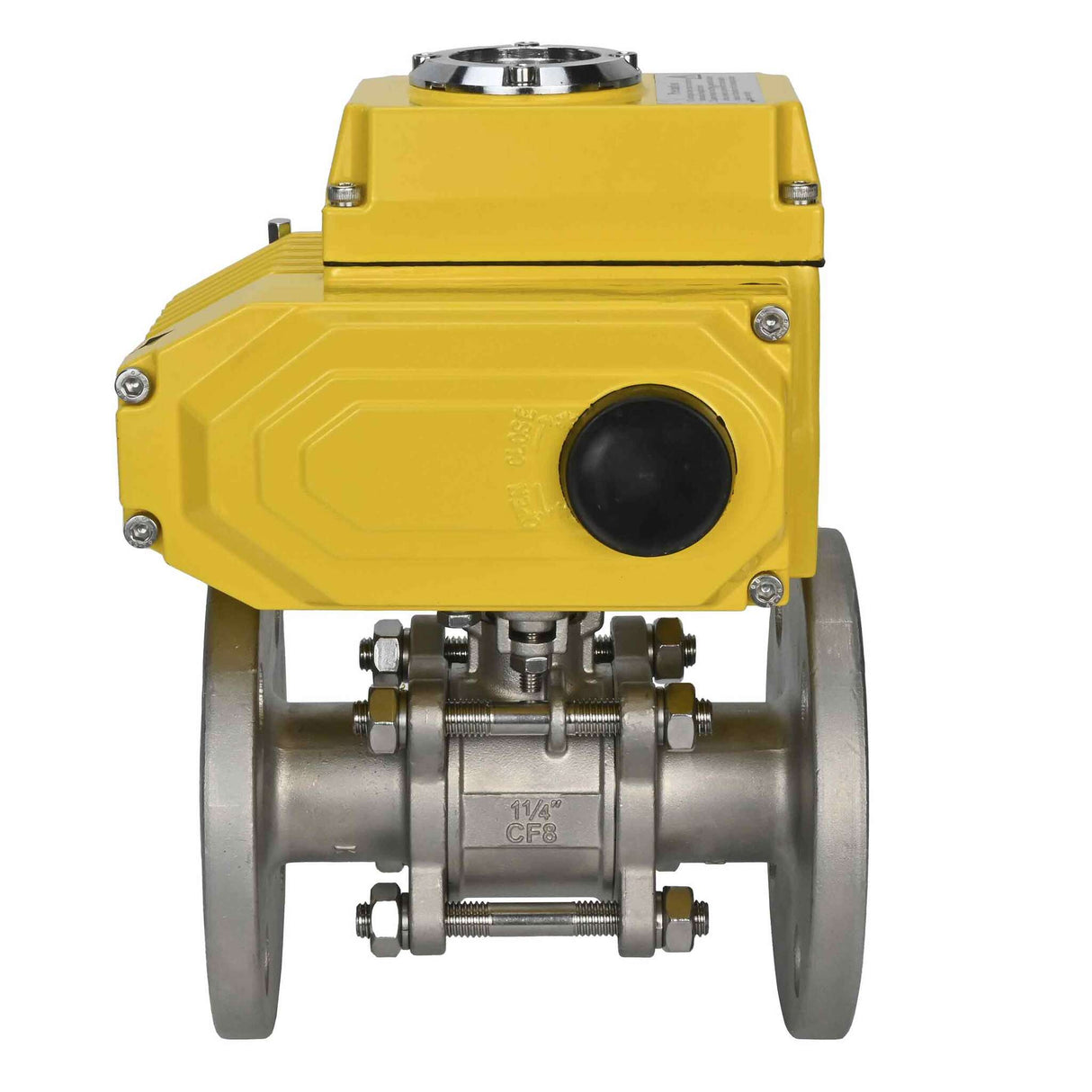 Válvula de bola de acero inoxidable Elephant ksfpt-316-180-380v, material del cuerpo - acero inoxidable AISI 316, material de la bola - acero inoxidable AISI 316, sello - PTFE, actuador eléctrico operado