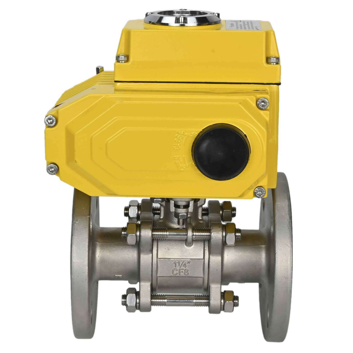 Válvula de bola de acero inoxidable Elephant ksfpt-304-180-380v, material del cuerpo - acero inoxidable AISI 304, material de la bola - acero inoxidable AISI 304, sello - PTFE, actuador eléctrico operado