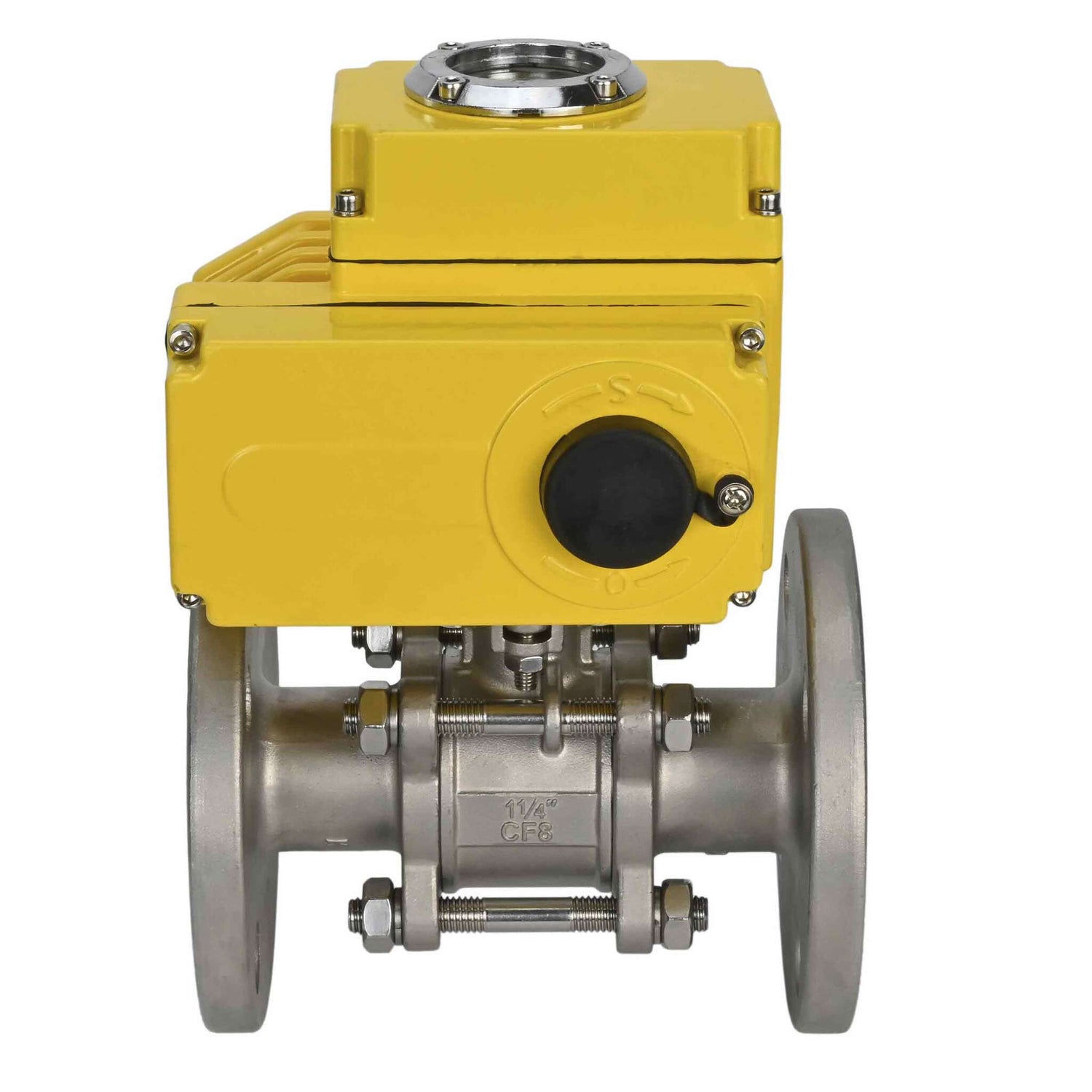 Válvula de bola de acero inoxidable Elephant ksfpt-316-180-24v, material del cuerpo - acero inoxidable AISI 316, material de la bola - acero inoxidable AISI 316, sello - PTFE, actuador eléctrico operado