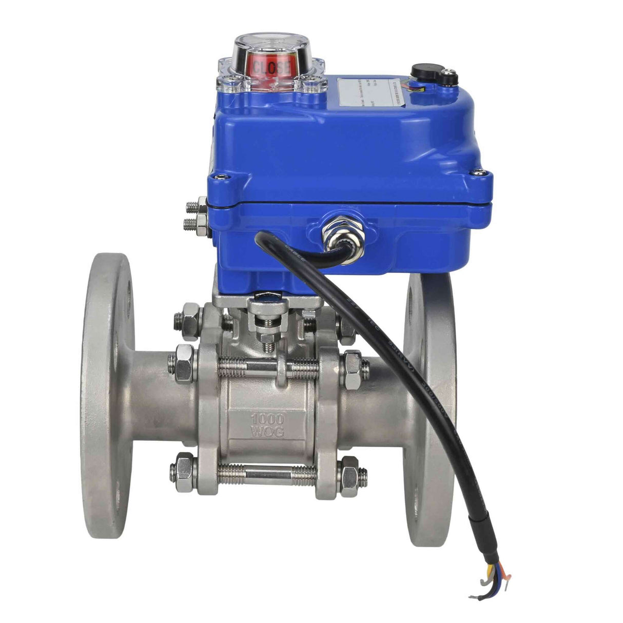 Válvula de bola de acero inoxidable Elephant ksfpt-304-180-12v, material del cuerpo - acero inoxidable AISI 304, material de la bola - acero inoxidable AISI 304, sello - PTFE, actuador eléctrico operado