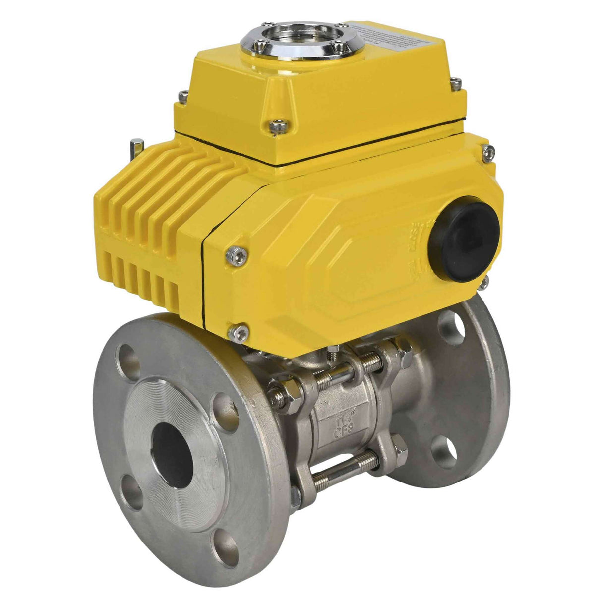 Válvula de bola de acero inoxidable Elephant ksfpt-316-180-380v, material del cuerpo - acero inoxidable AISI 316, material de la bola - acero inoxidable AISI 316, sello - PTFE, actuador eléctrico operado