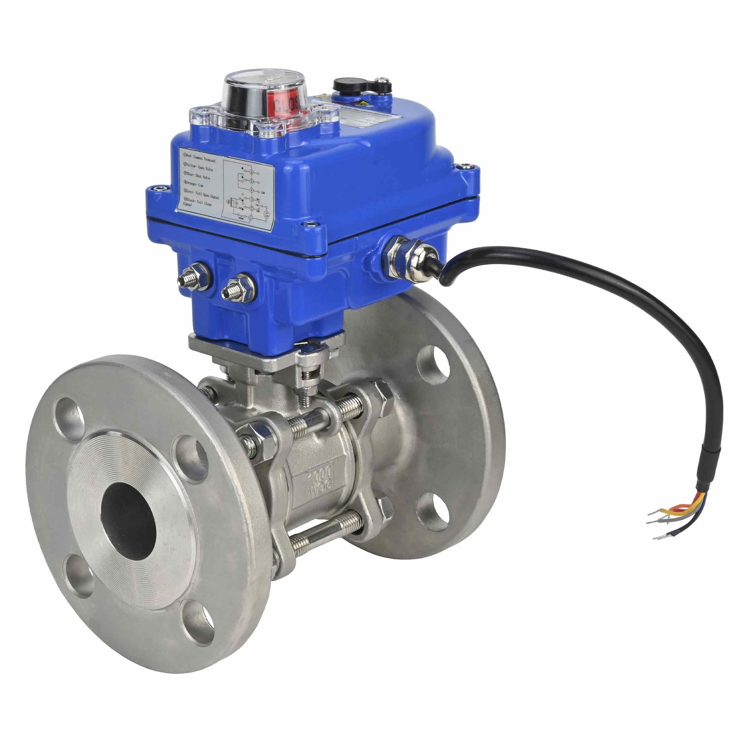 Válvula de bola de acero inoxidable Elephant ksfpt-304-180-12v, material del cuerpo - acero inoxidable AISI 304, material de la bola - acero inoxidable AISI 304, sello - PTFE, actuador eléctrico operado