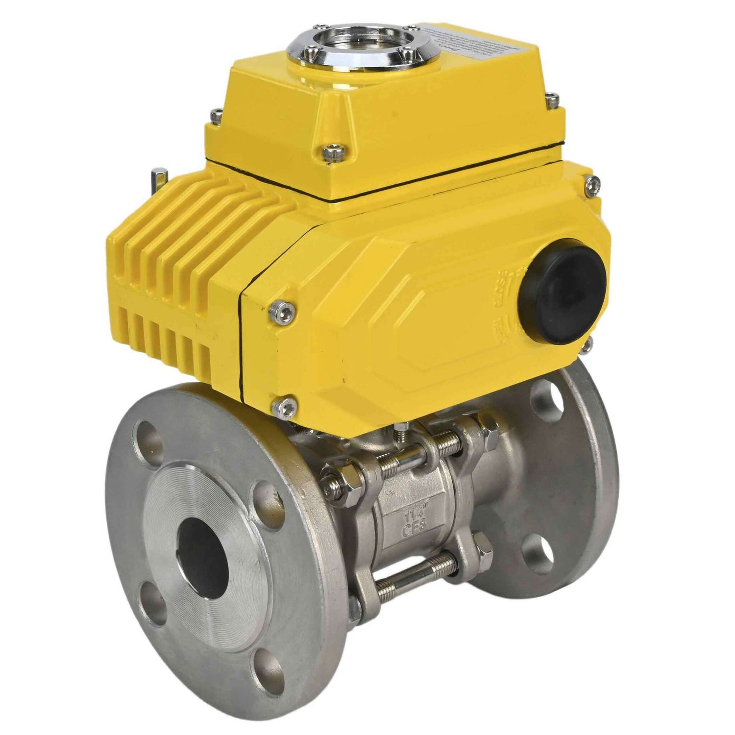 Válvula de bola de acero inoxidable Elephant ksfpt-304-180-380v, material del cuerpo - acero inoxidable AISI 304, material de la bola - acero inoxidable AISI 304, sello - PTFE, actuador eléctrico operado