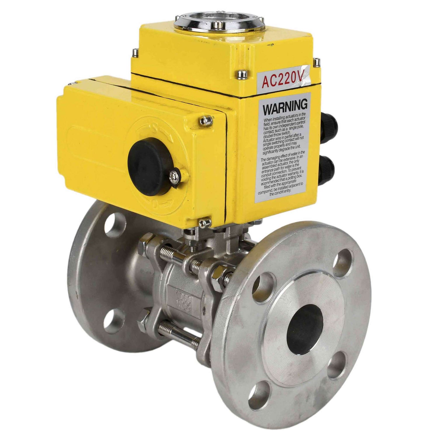 Válvula de bola de acero inoxidable Elephant ksfpt-304-180-110/220v, material del cuerpo - acero inoxidable AISI 304, material de la bola - acero inoxidable AISI 304, sello - PTFE, actuador eléctrico operado