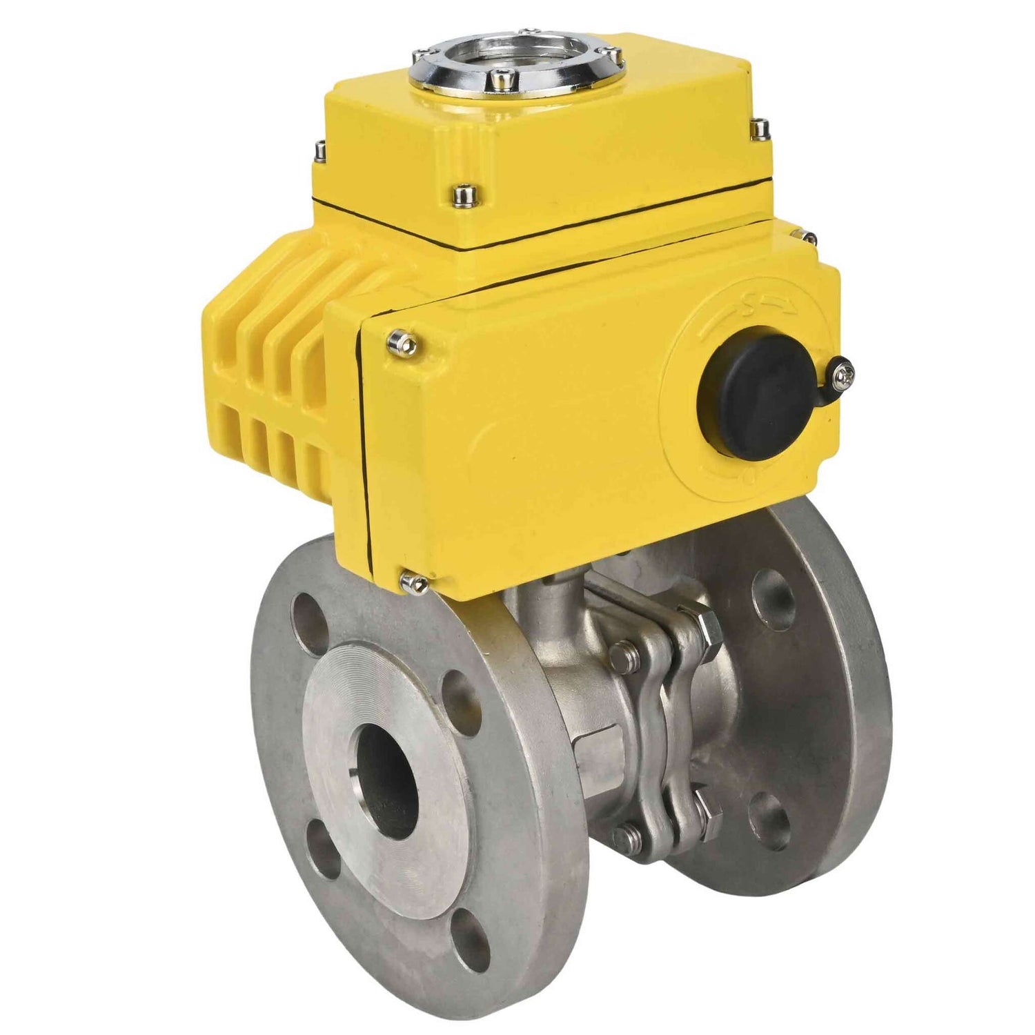 Válvula de bola de acero inoxidable Elephant BV3232P-FP-F, material del cuerpo - acero inoxidable AISI 316, sello - PTFE, paso completo, brida, actuador eléctrico Elephant 380 V