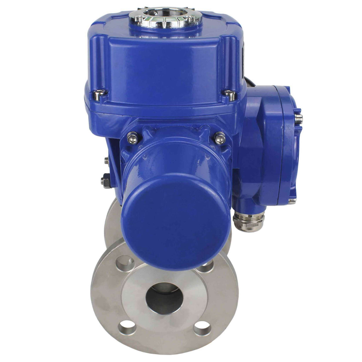 Válvula de bola de acero inoxidable Elephant BVFP.316.200, material del cuerpo - acero inoxidable AISI 316, paso completo, bridada, con actuador eléctrico de cuarto de vuelta Elephant QT-W (M) 380V