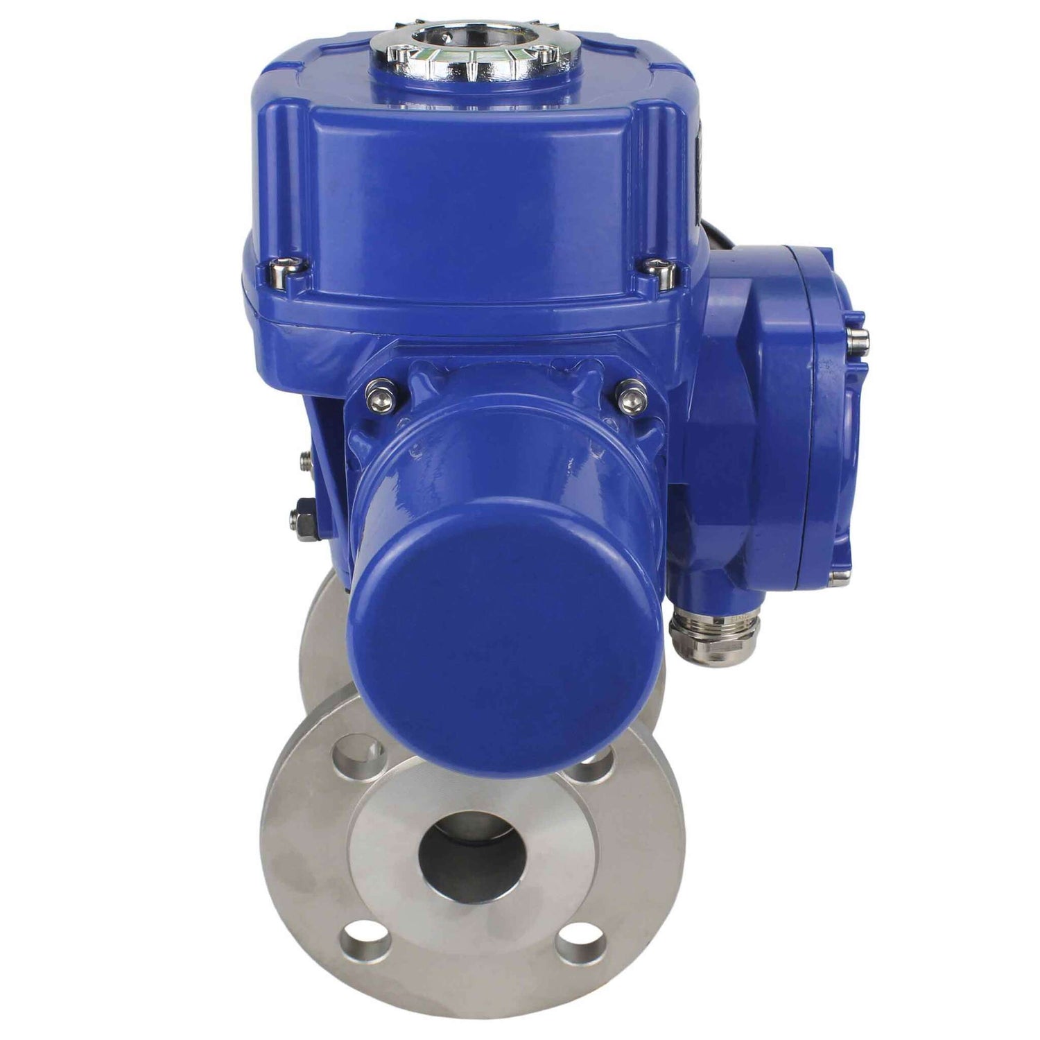 Válvula de bola de acero inoxidable Elephant BVFP.316.200, material del cuerpo - acero inoxidable AISI 316, paso completo, bridada, con actuador eléctrico de cuarto de vuelta Elephant QT-W (M) 380V