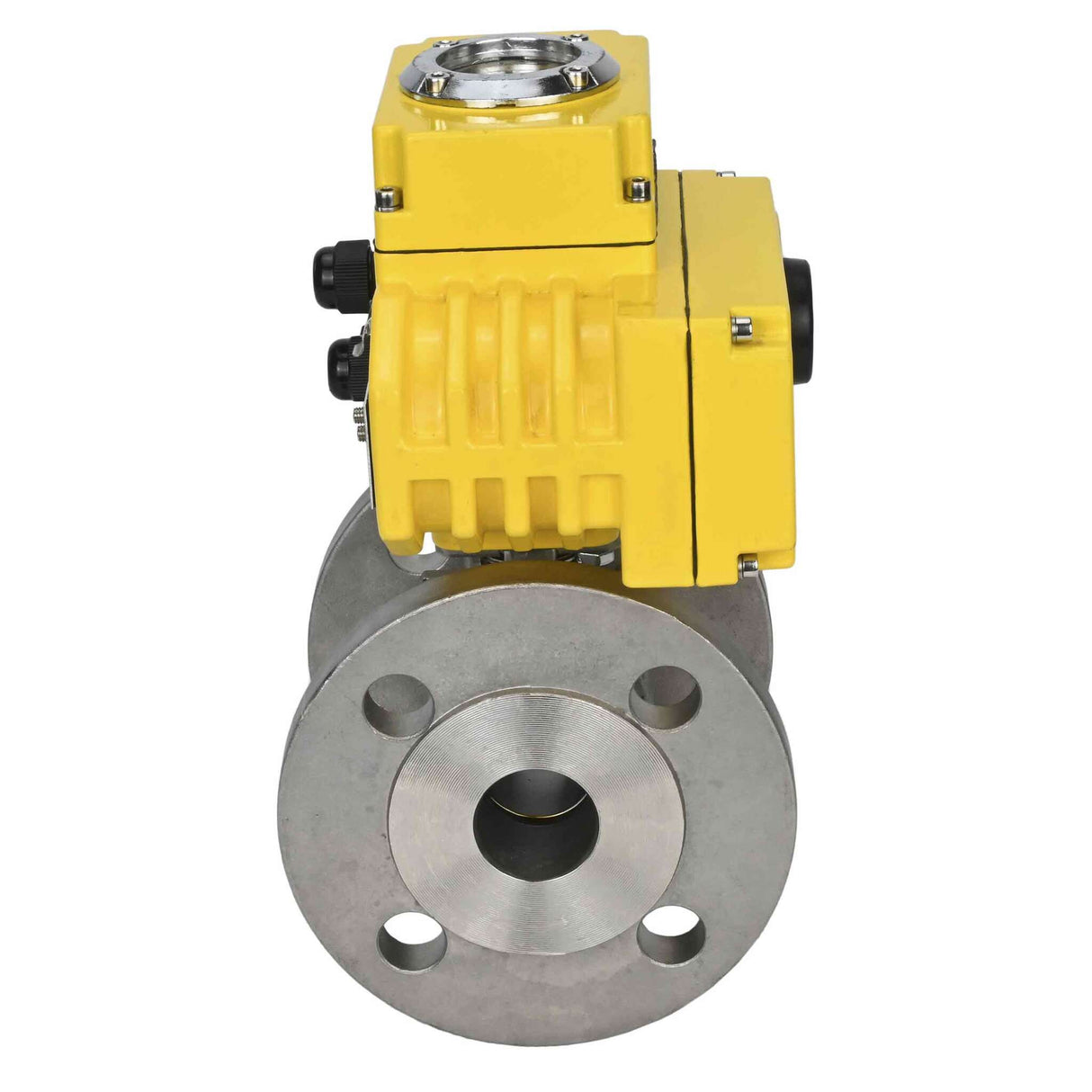 Válvula de bola de acero inoxidable Elephant kchfp-elephant-110/220v-4-20ma, material del cuerpo - acero inoxidable AISI 316, material de la bola - acero inoxidable AISI 316, junta - PTFE, accionamiento por actuador eléctrico