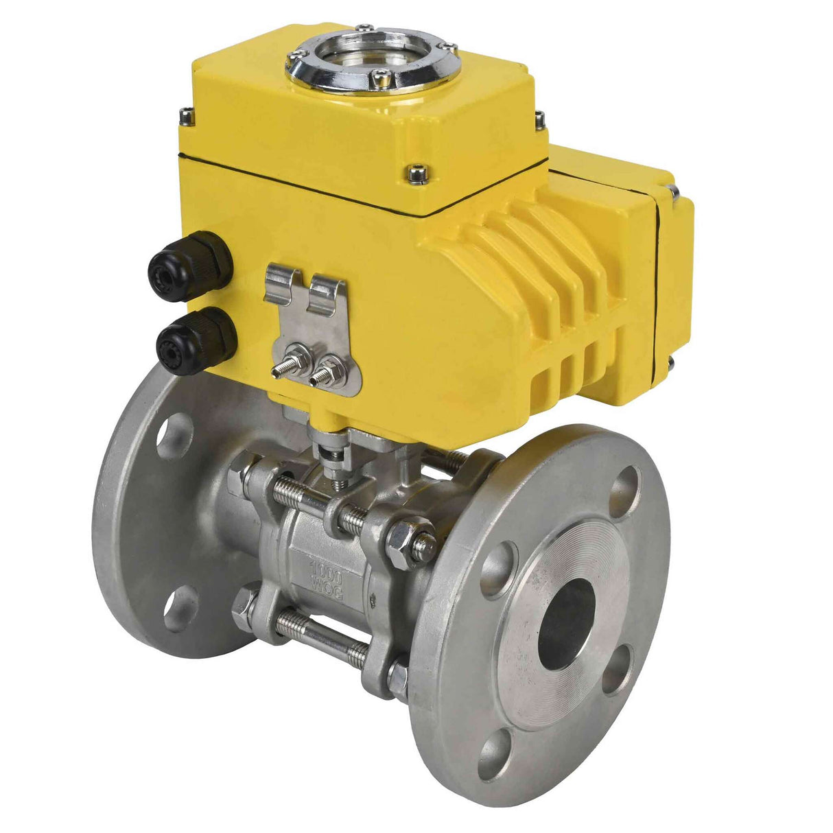 Válvula de bola de acero inoxidable Elephant ksfpt-316-180-24v, material del cuerpo - acero inoxidable AISI 316, material de la bola - acero inoxidable AISI 316, sello - PTFE, actuador eléctrico operado