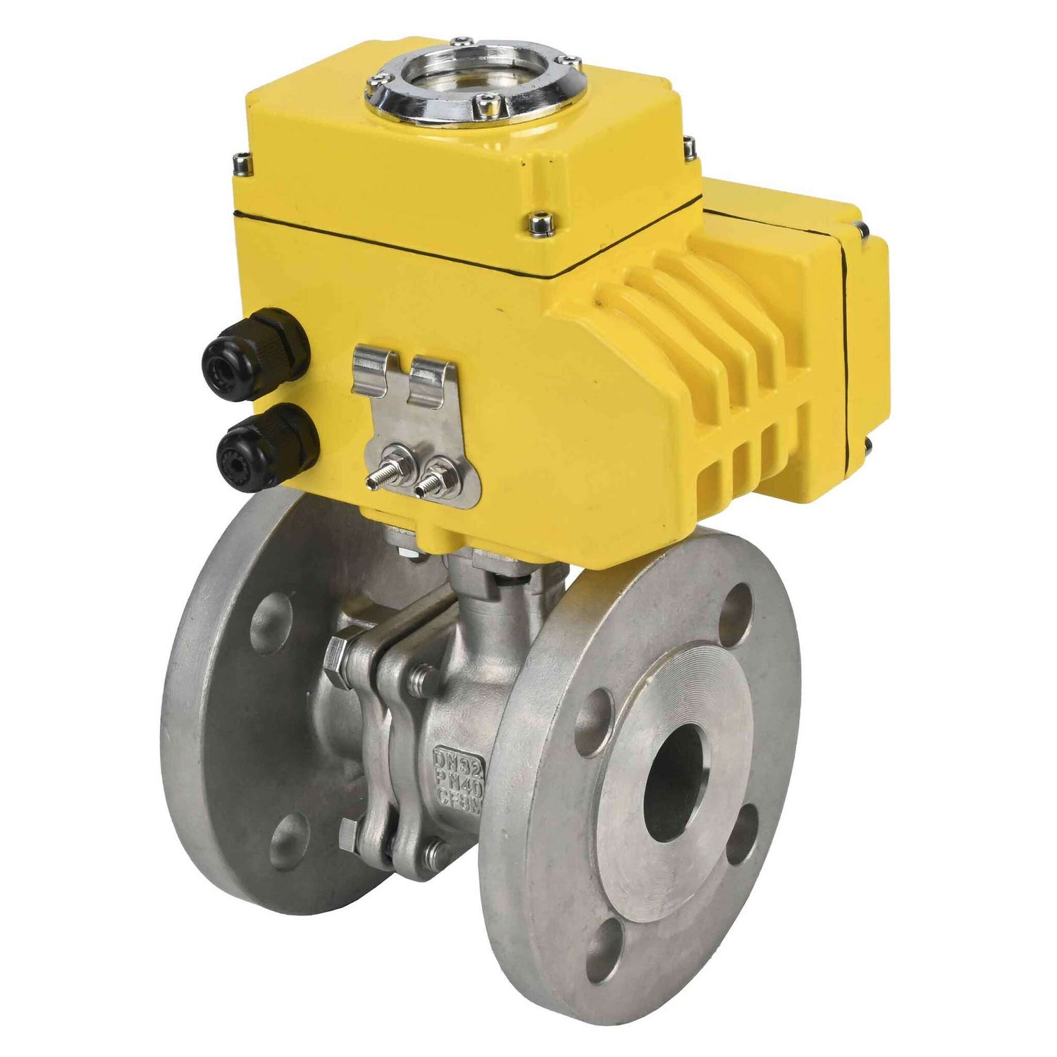 Válvula de bola de acero inoxidable Elephant kchfp-elephant-110/220v-4-20ma, material del cuerpo - acero inoxidable AISI 316, material de la bola - acero inoxidable AISI 316, junta - PTFE, accionamiento por actuador eléctrico