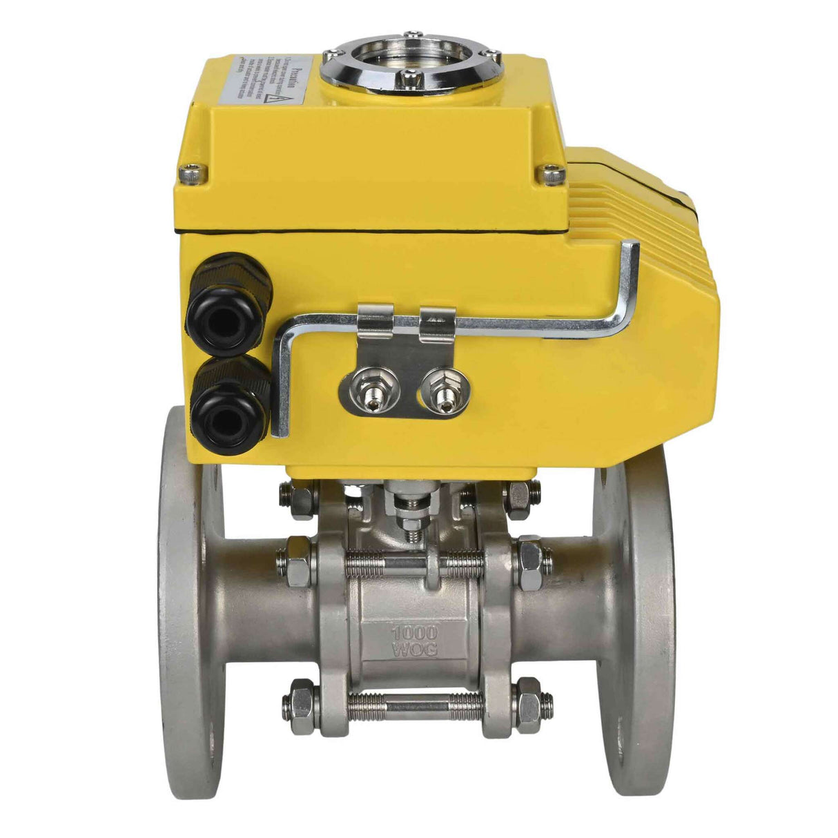 Válvula de bola de acero inoxidable Elephant ksfpt-316-180-380v, material del cuerpo - acero inoxidable AISI 316, material de la bola - acero inoxidable AISI 316, sello - PTFE, actuador eléctrico operado