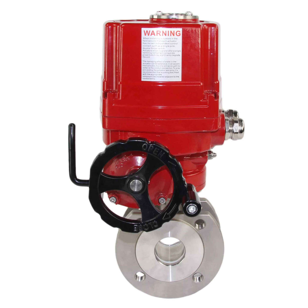 Válvula de bola de acero inoxidable Elephant kchmfp-elephant-ex-24v, material del cuerpo - acero inoxidable AISI 316, material de la bola - acero inoxidable AISI 316, junta - PTFE, accionamiento por actuador eléctrico