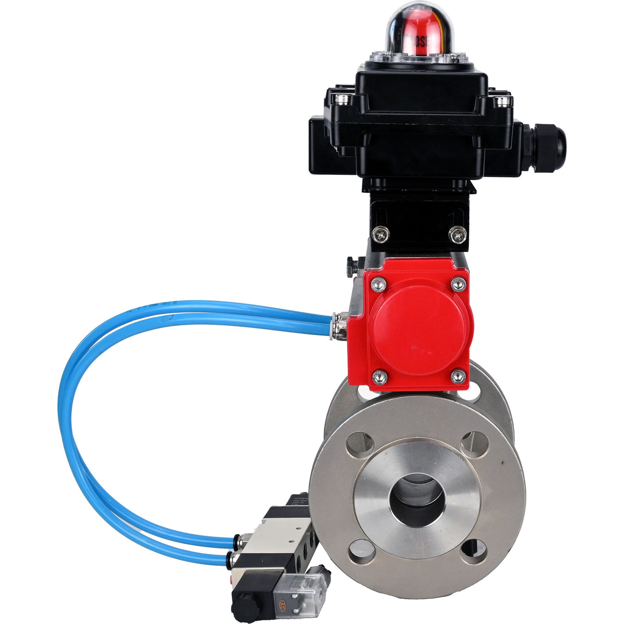 Ball valves Elephant BV3232P(2pc)-FP-F-ISO-H DN15-300 16 bar/16, full bore flanged, stainless steel SS316, seal - PTFE, with pneumatic actuator PA-DA double acting, with pneumatic distributor 4V320-10 220V, with LSU APL-410N EX