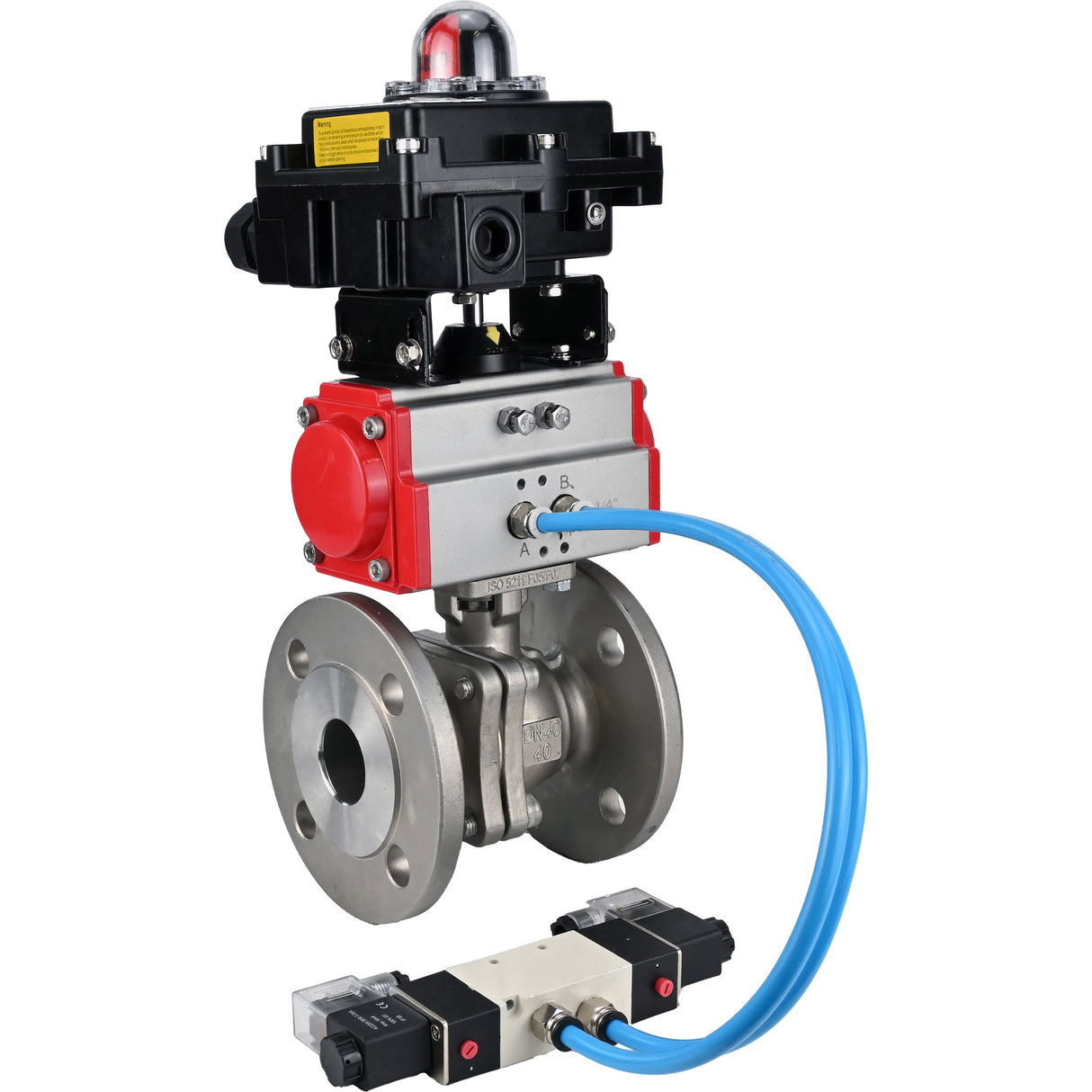 Ball valves Elephant BV3232P(2pc)-FP-F-ISO-H DN15-300 16 bar/16, full bore flanged, stainless steel SS316, seal - PTFE, with pneumatic actuator PA-DA double acting, with pneumatic distributor 4V320-10 220V, with LSU APL-410N EX