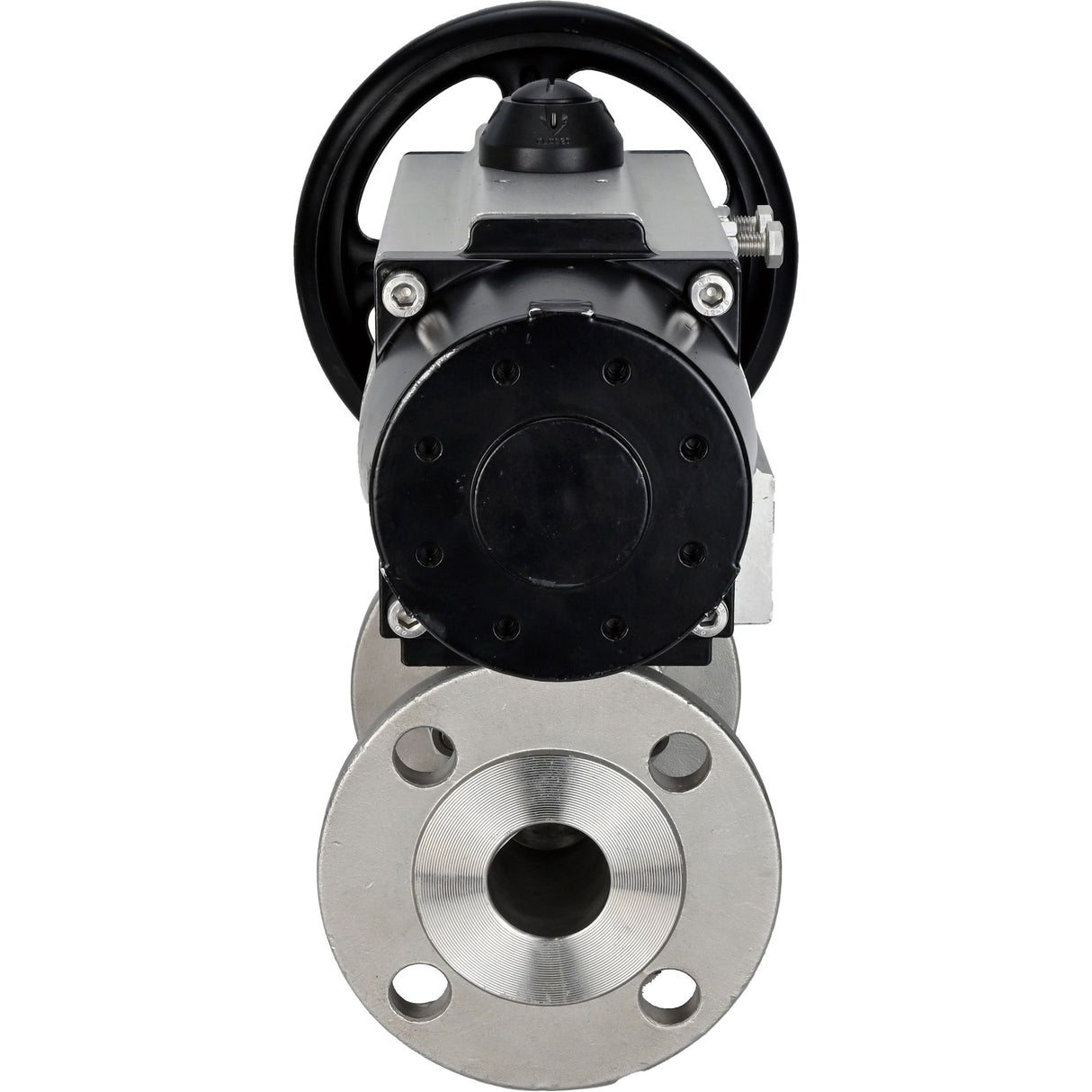 Robinets à boisseau sphérique Elephant BV3131P(3pc)-FP-F-ISO-H DN65-80 16 bar trois pièces à passage intégral à brides, corps - acier inoxydable SS304, joint - PTFE, avec actionneur pneumatique Elephant PA-DA-105-1