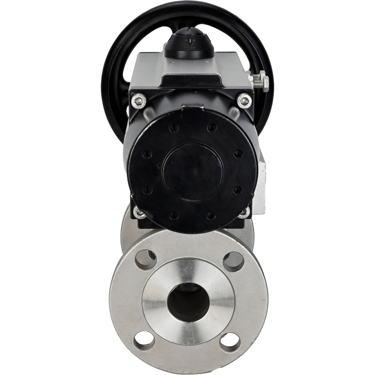 Robinets à boisseau sphérique Elephant BV3131P(3pc)-FP-F-ISO-H DN65-80 16 bar trois pièces à passage intégral à brides, corps - acier inoxydable SS304, joint - PTFE, avec actionneur pneumatique Elephant PA-DA-105-1