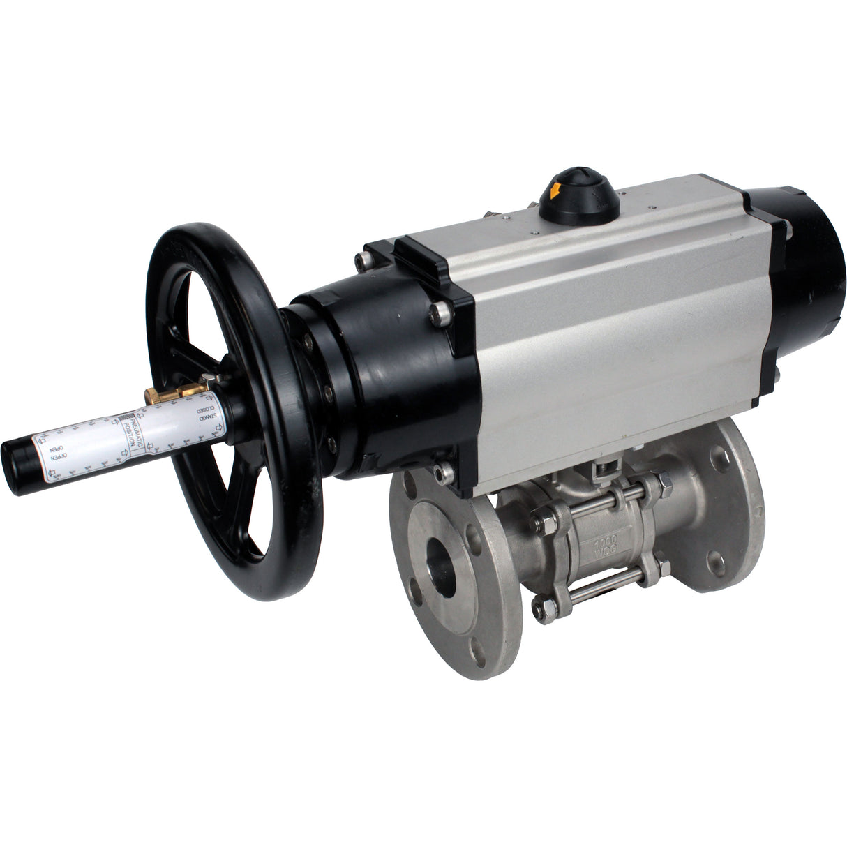 Ball valves Elephant BV3131P(3pc)-FP-F-ISO-H DN65-80 16 bar, three-piece full bore flanged, stainless steel SS304, seal - PTFE, with pneumatic actuator PA-DA-105-1 double acting, with pneumatic distributor 4M310-08 NAMUR 220V