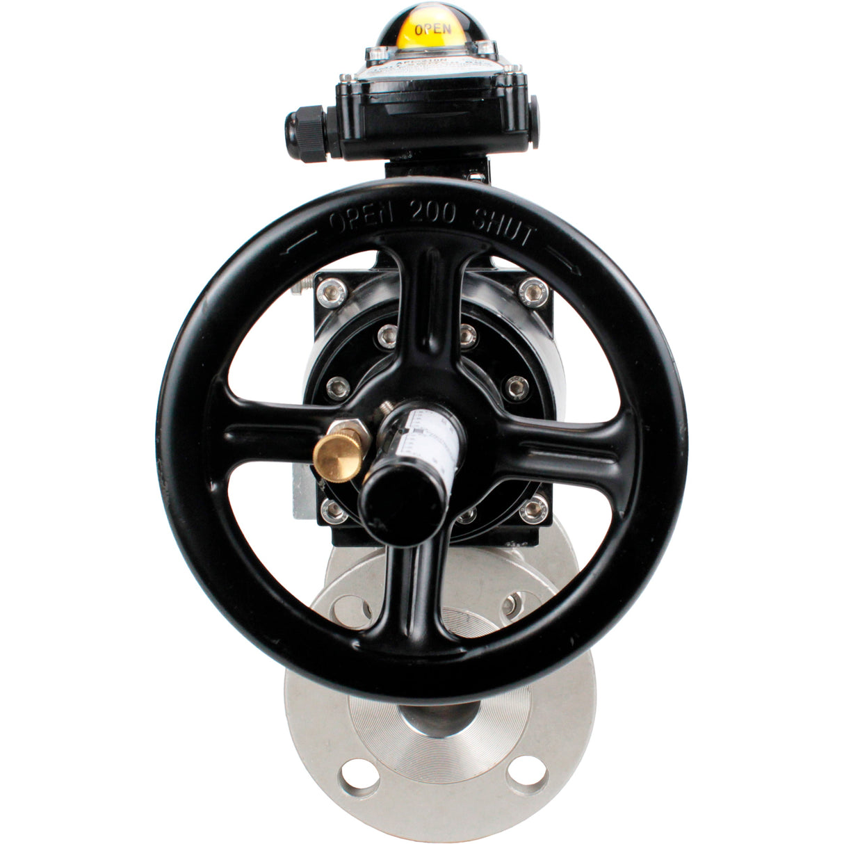 Robinets à boisseau sphérique Elephant BV3232P(3pc)-FP-F-ISO-H DN65-80 16 bar trois pièces à passage intégral à brides, corps - acier inoxydable SS304, joint - PTFE, avec actionneur pneumatique Elephant PA-DA et BKV APL-210N