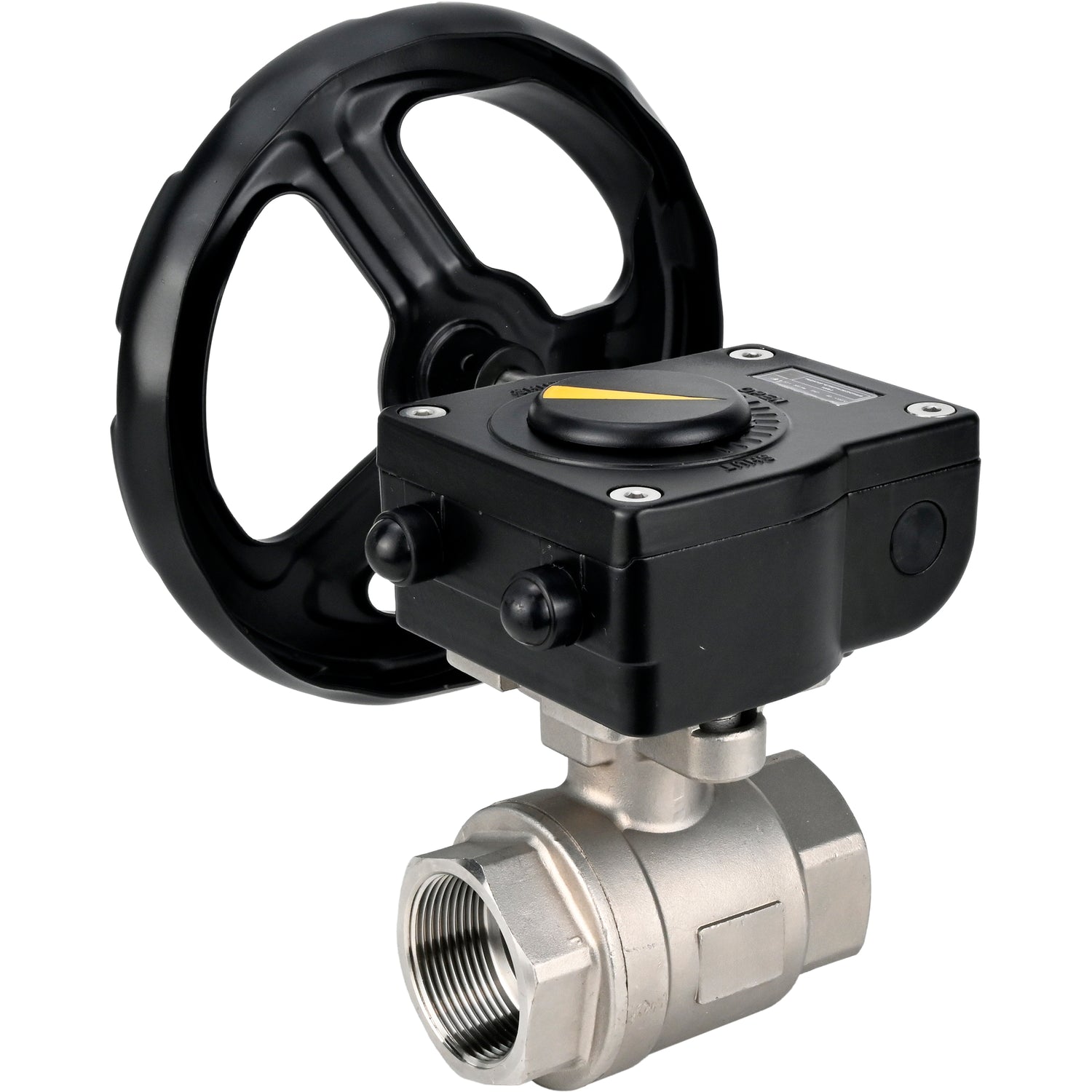 Válvula de bola de acero inoxidable Elephant kshmp316-elephant-ham, material del cuerpo - acero inoxidable AISI 316, material de la bola - acero inoxidable AISI 316, sello - PTFE, operada por engranajes