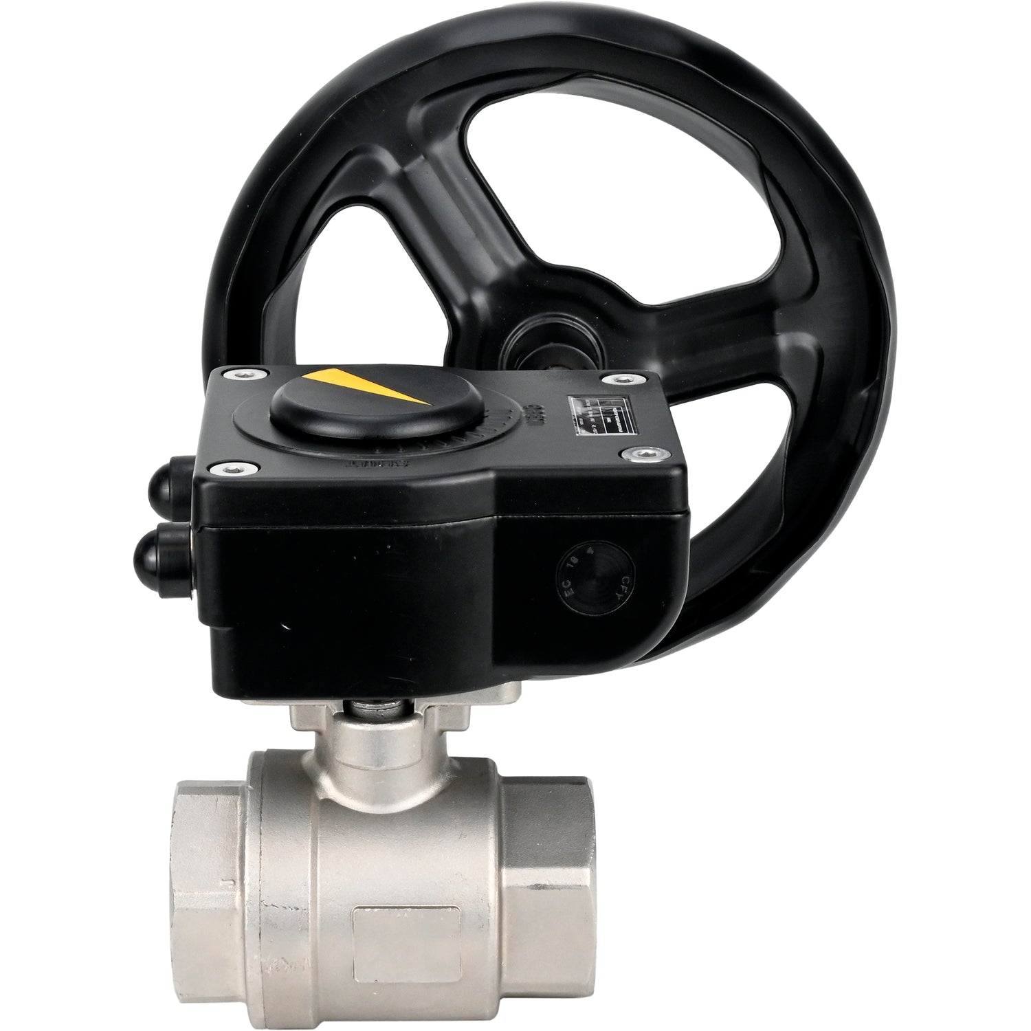 Válvula de bola de acero inoxidable Elephant kshmp316-elephant-ham, material del cuerpo - acero inoxidable AISI 316, material de la bola - acero inoxidable AISI 316, sello - PTFE, operada por engranajes