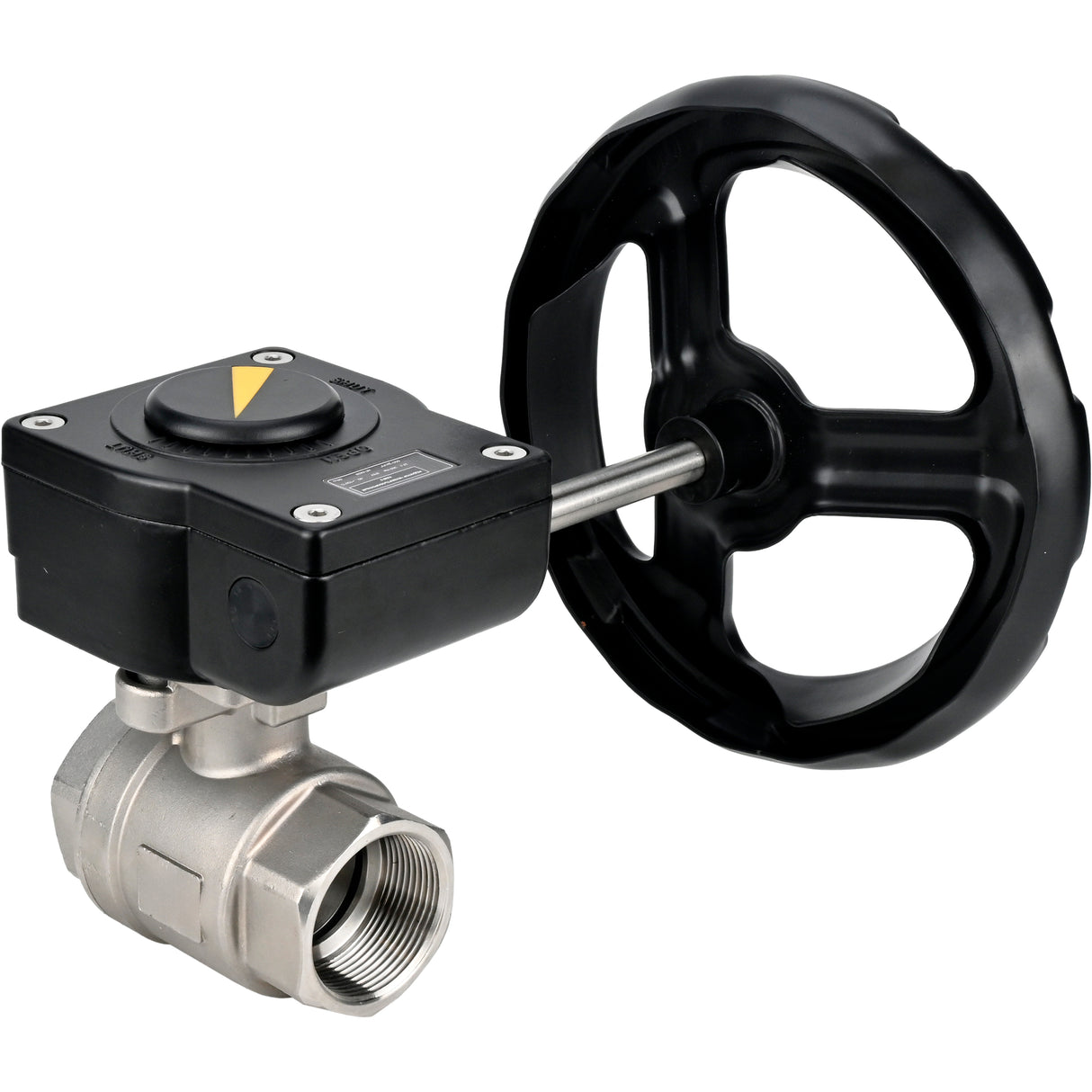 Válvula de bola de acero inoxidable Elephant kshmp316-elephant-ham, material del cuerpo - acero inoxidable AISI 316, material de la bola - acero inoxidable AISI 316, sello - PTFE, operada por engranajes