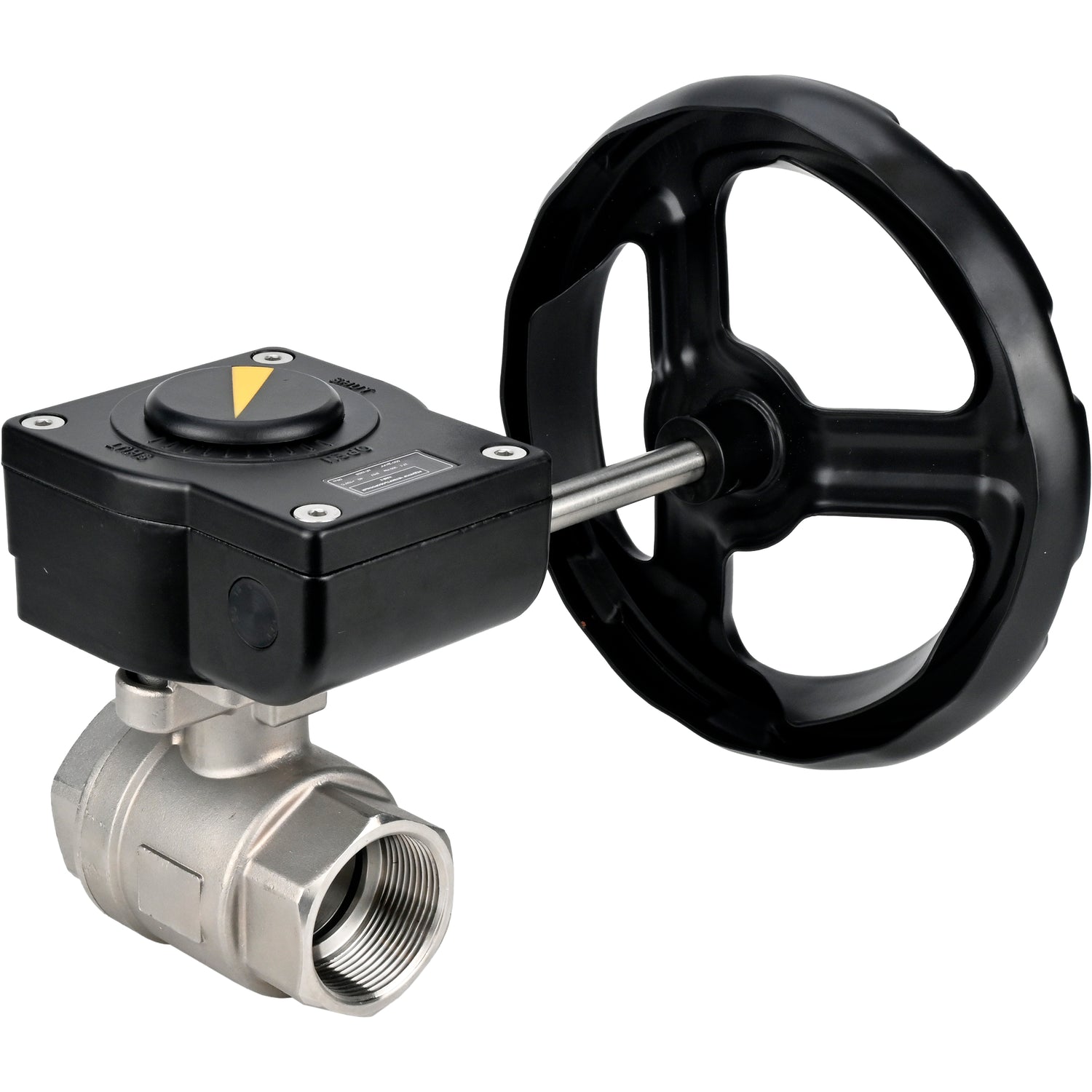 Válvula de bola de acero inoxidable Elephant kshmp316-elephant-ham, material del cuerpo - acero inoxidable AISI 316, material de la bola - acero inoxidable AISI 316, sello - PTFE, operada por engranajes