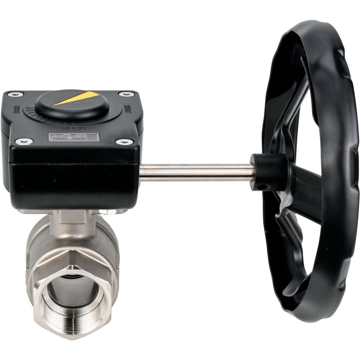 Válvula de bola de acero inoxidable Elephant kshmp316-elephant-ham, material del cuerpo - acero inoxidable AISI 316, material de la bola - acero inoxidable AISI 316, sello - PTFE, operada por engranajes