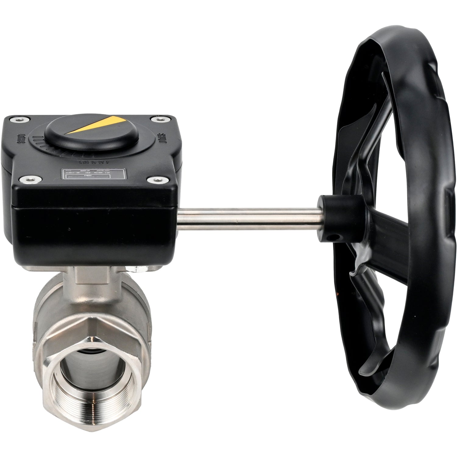 Válvula de bola de acero inoxidable Elephant kshmp316-elephant-ham, material del cuerpo - acero inoxidable AISI 316, material de la bola - acero inoxidable AISI 316, sello - PTFE, operada por engranajes