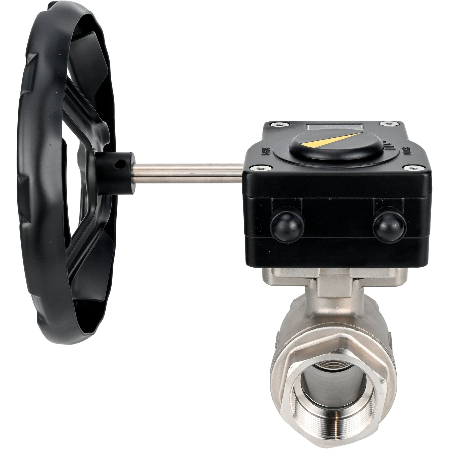 Válvula de bola de acero inoxidable Elephant kshmp316-elephant-ham, material del cuerpo - acero inoxidable AISI 316, material de la bola - acero inoxidable AISI 316, sello - PTFE, operada por engranajes