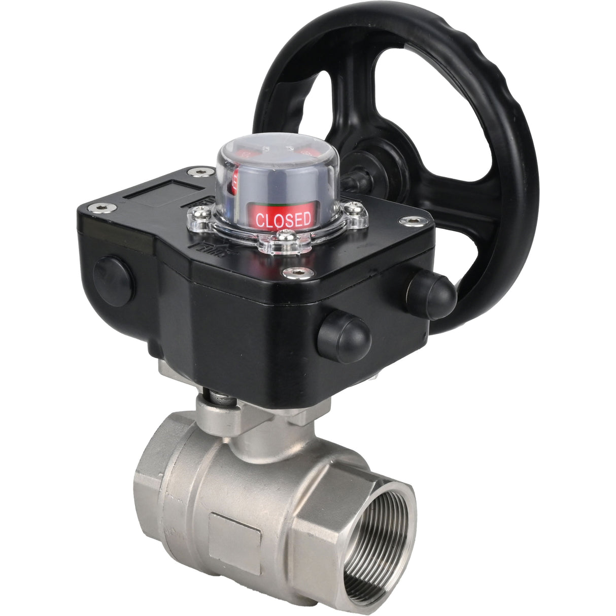 Válvula de bola de acero inoxidable Elephant kshmp316-elephant-hgb, material del cuerpo - acero inoxidable AISI 316, material de la bola - acero inoxidable AISI 316, sello - PTFE, operada por engranajes