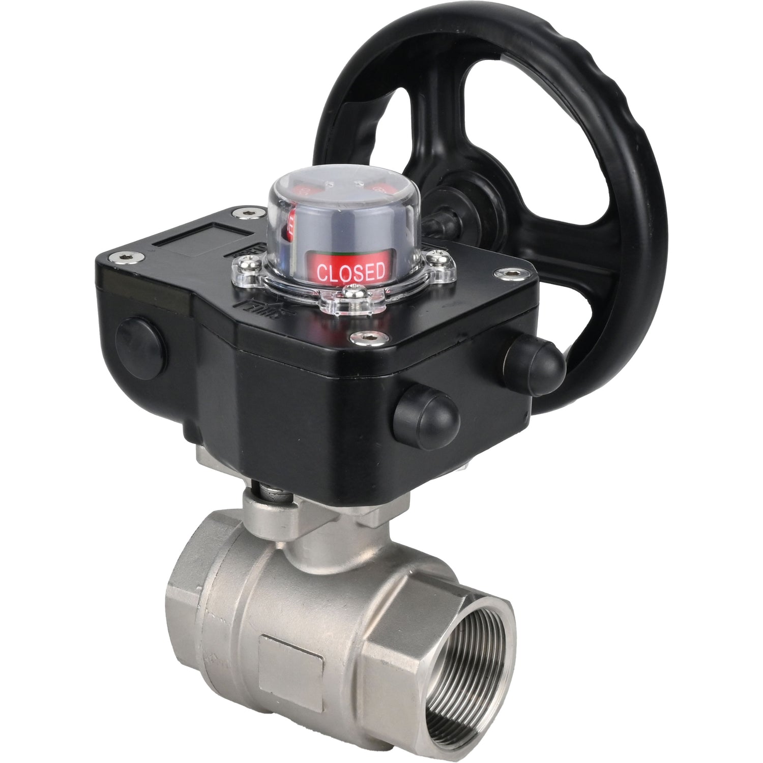 Válvula de bola de acero inoxidable Elephant kshmp316-elephant-hgb, material del cuerpo - acero inoxidable AISI 316, material de la bola - acero inoxidable AISI 316, sello - PTFE, operada por engranajes