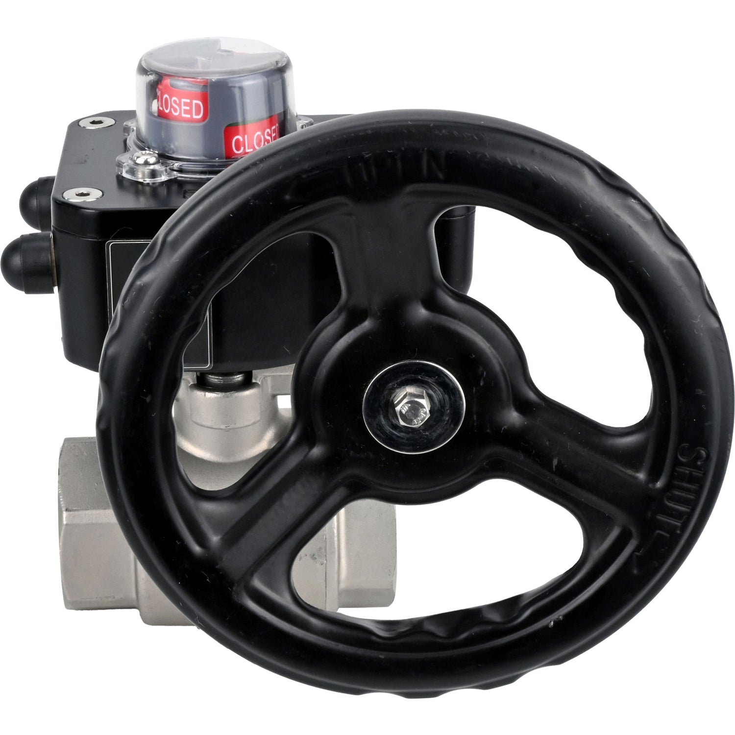 Válvula de bola de acero inoxidable Elephant kshmp316-elephant-hgb, material del cuerpo - acero inoxidable AISI 316, material de la bola - acero inoxidable AISI 316, sello - PTFE, operada por engranajes