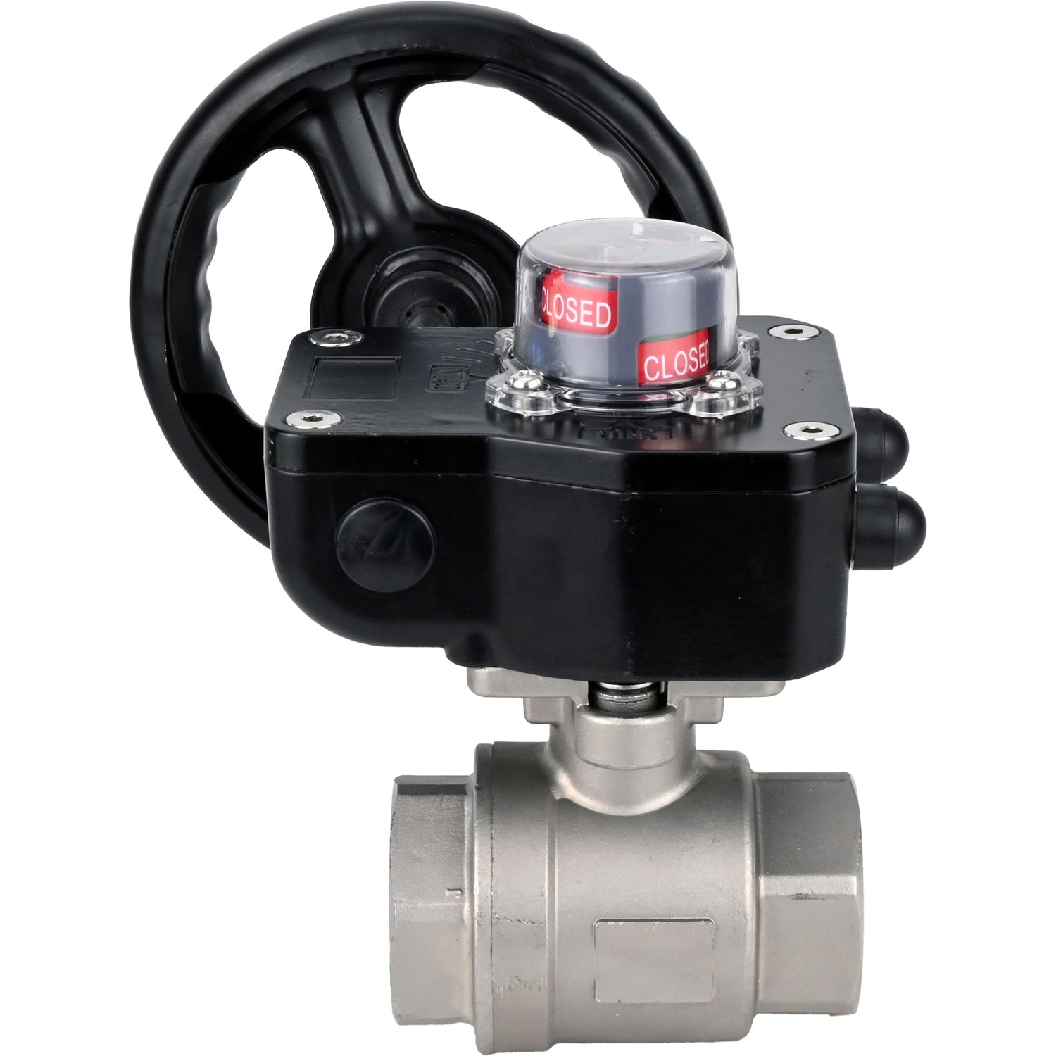 Válvula de bola de acero inoxidable Elephant kshmp316-elephant-hgb, material del cuerpo - acero inoxidable AISI 316, material de la bola - acero inoxidable AISI 316, sello - PTFE, operada por engranajes