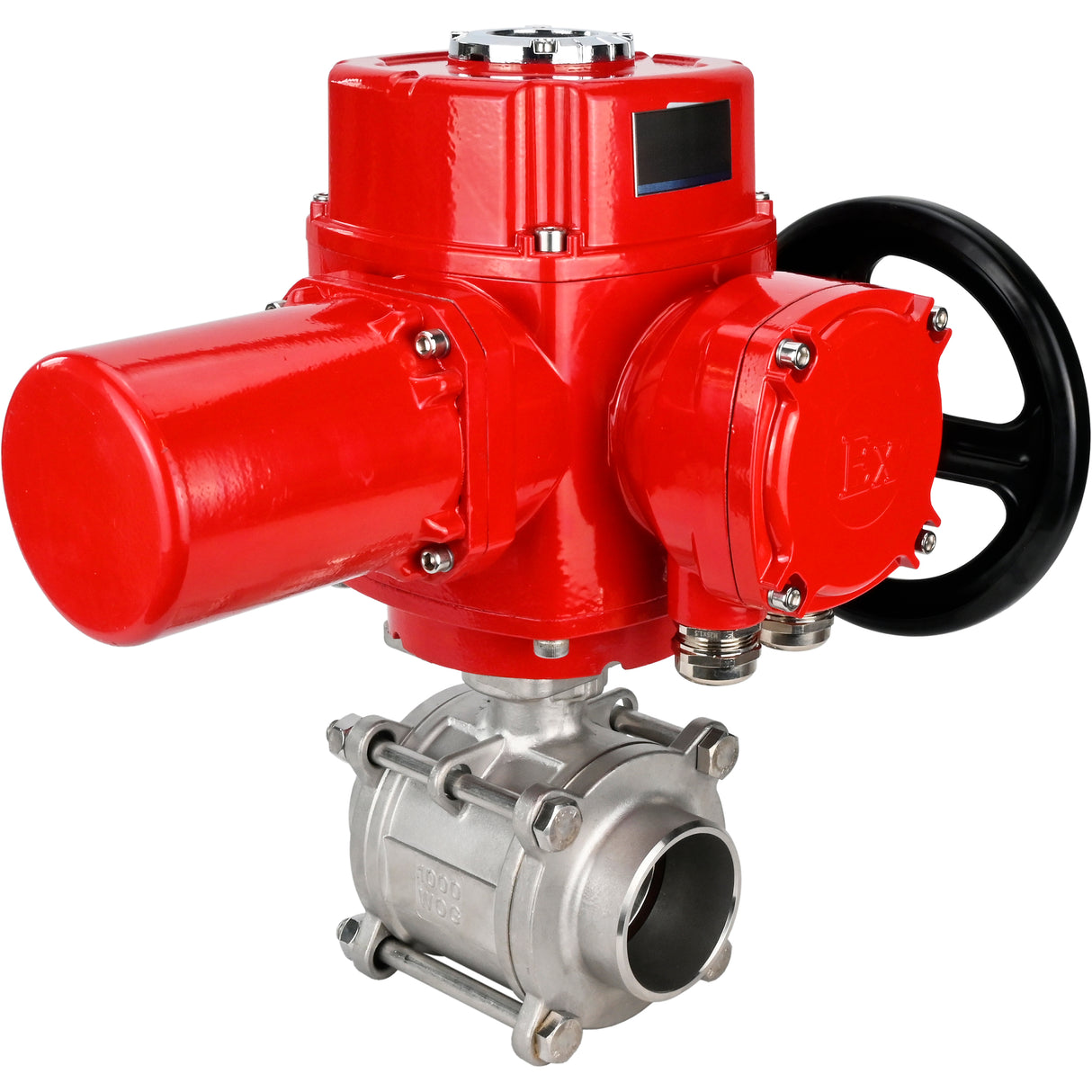 Válvula de bola de acero inoxidable Elephant BVPP 316.200-ISO PSI914 SS316 paso completo, para soldar, material del cuerpo - acero inoxidable, actuador eléctrico de cuarto de vuelta Elephant QT-W (M) EX 380 V