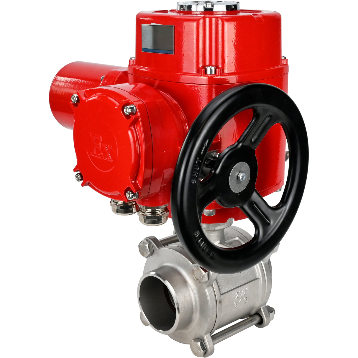 Válvula de bola de acero inoxidable Elephant BVPP 316.200-ISO PSI914 SS316 paso completo, para soldar, material del cuerpo - acero inoxidable, actuador eléctrico de cuarto de vuelta Elephant QT-W (M) EX 380 V