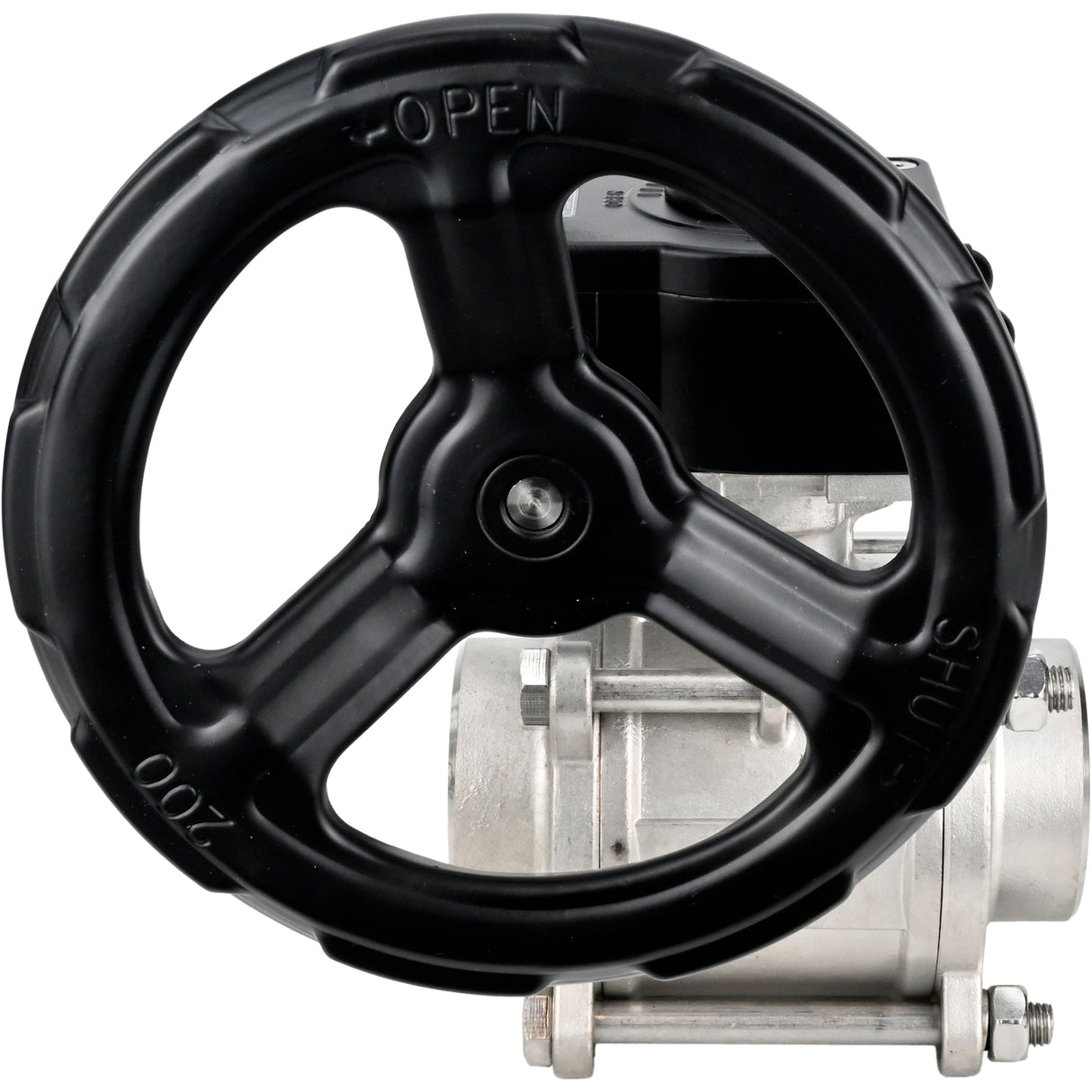 Válvula de bola de acero inoxidable Elephant kshpp-316200-iso_ham, material del cuerpo - acero inoxidable AISI 316, material de la bola - acero inoxidable AISI 316, sello - PTFE, operado por manija