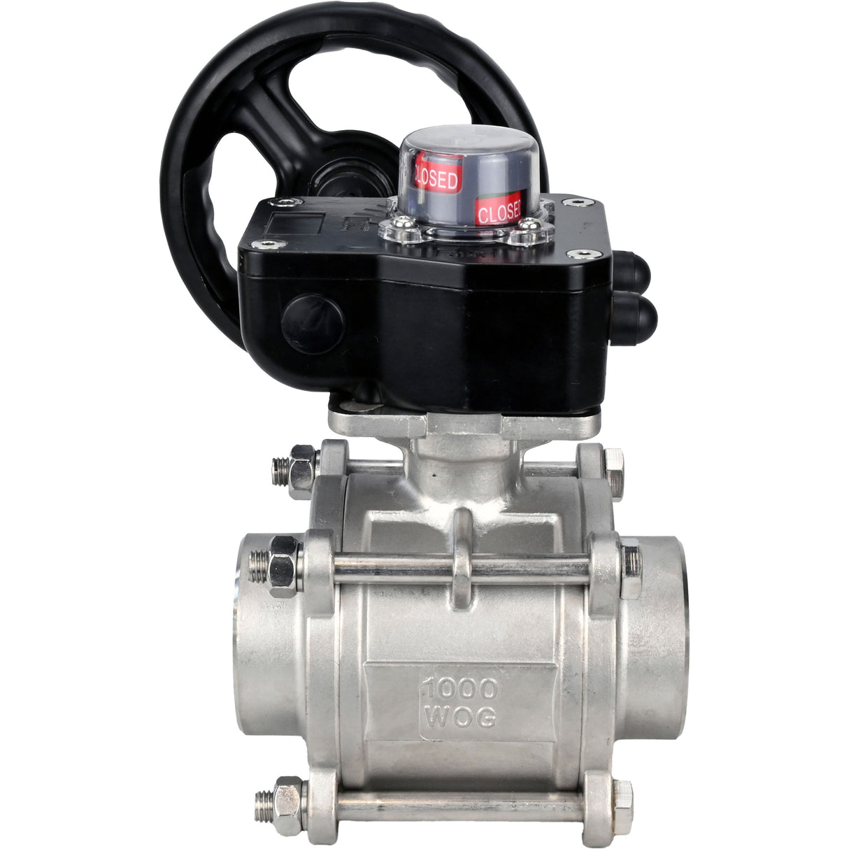 Válvula de bola de acero inoxidable Elephant kshpp-316200-iso_hgb, material del cuerpo - acero inoxidable AISI 316, material de la bola - acero inoxidable AISI 316, sello - PTFE, operado por manija