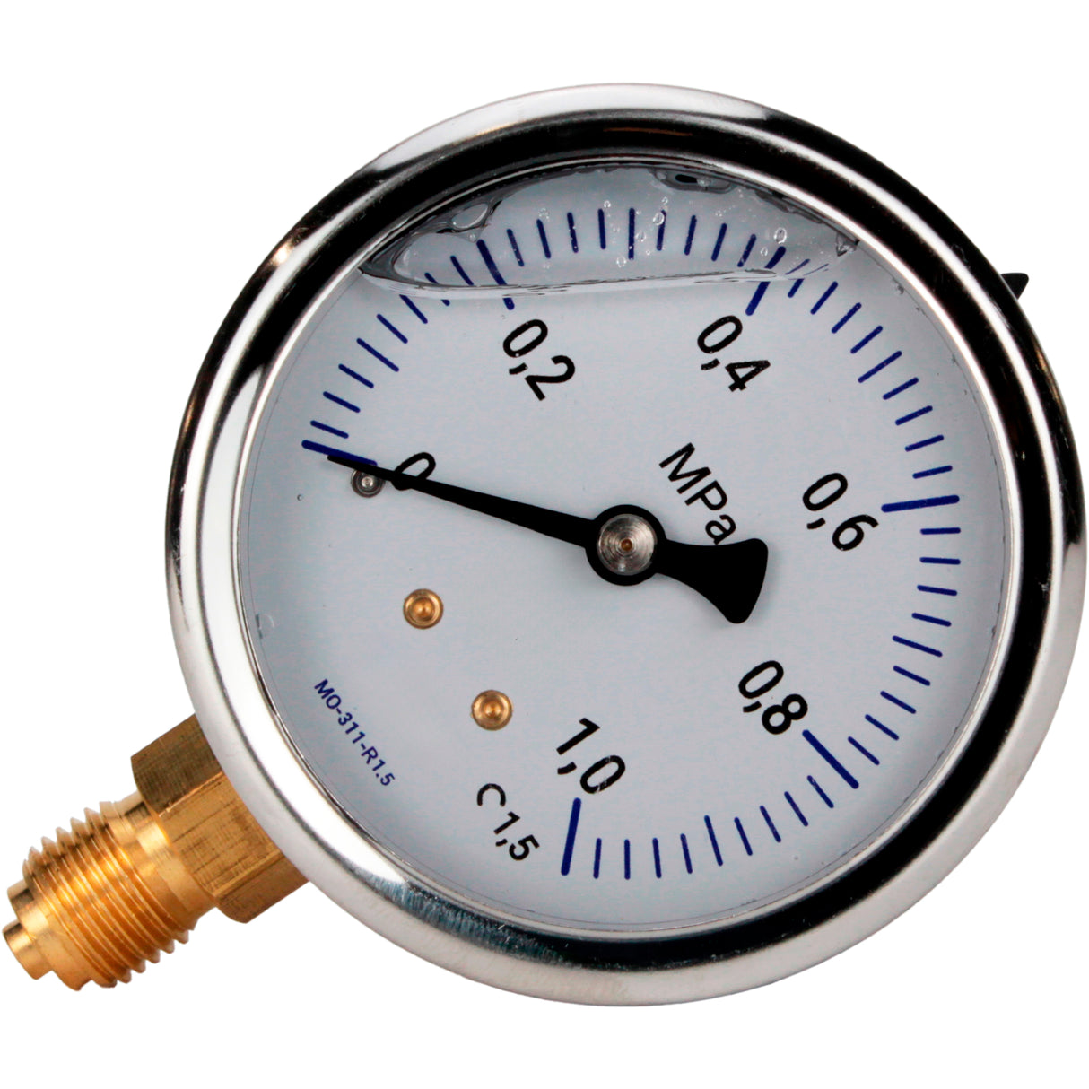 Manomètres anti-vibrations Elephant MB-311-R1.5, radiaux, acier inoxydable 304, classe de précision 1.5