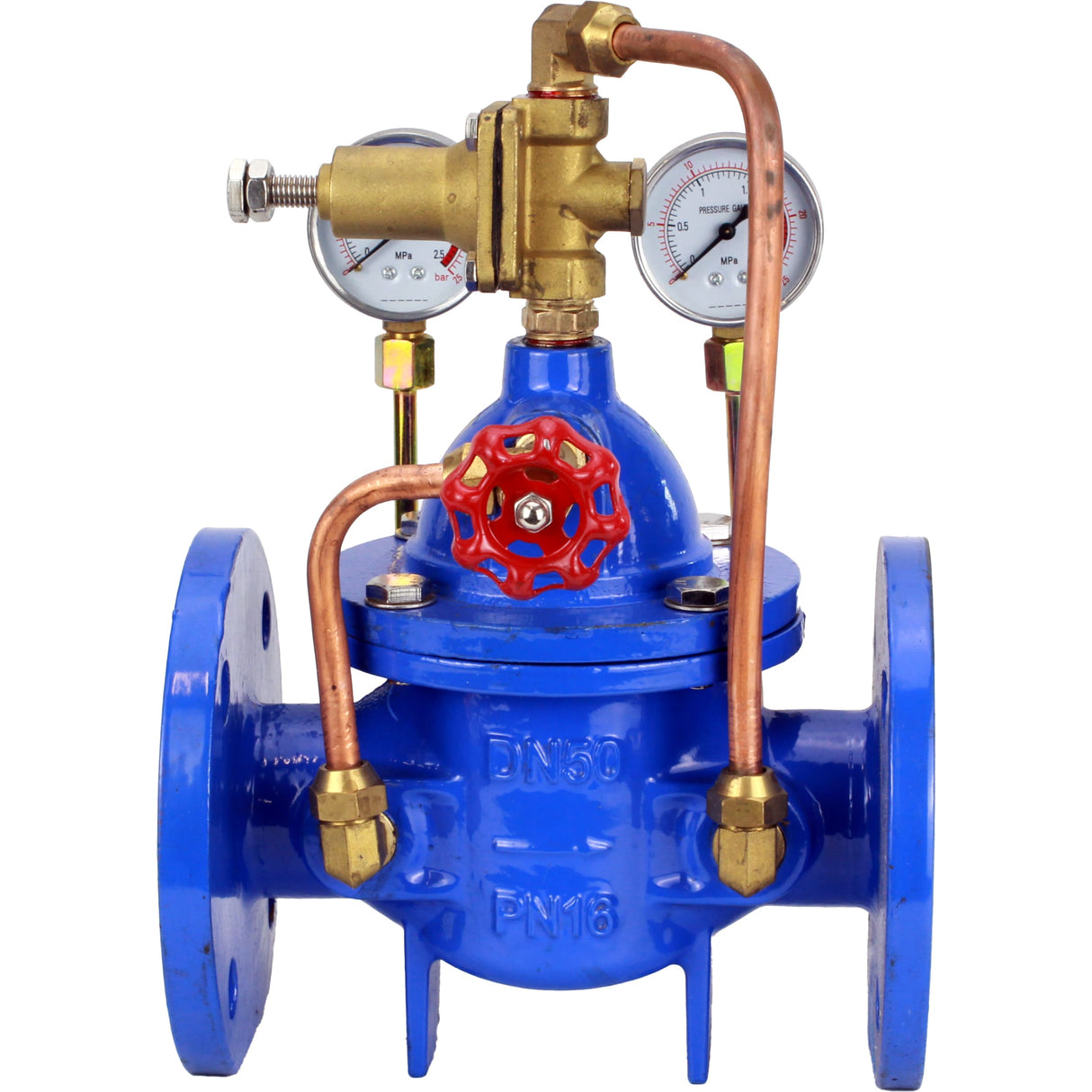 Régulateurs de pression différentielle avec commande pilote Elephant PVA1-1313RR-F, régulateurs à membrane, corps - fonte GGG40, disque - fonte GGG40, joint - caoutchouc naturel renforcé, raccord à bride