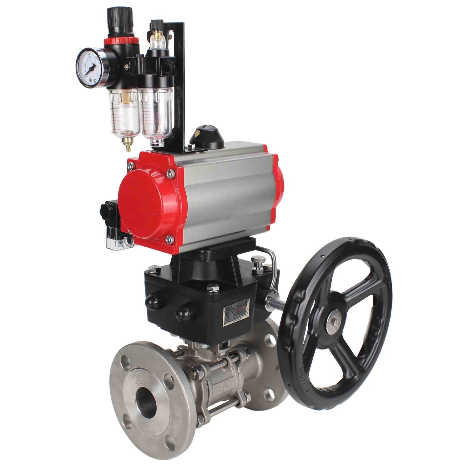 Válvula de bola de acero inoxidable Elephant ksfpt-316-180-da-4m310-110/220v-hdm-afc2000, material del cuerpo - acero inoxidable AISI 316, material de la bola - acero inoxidable AISI 316, sello - PTFE, actuador neumático operado