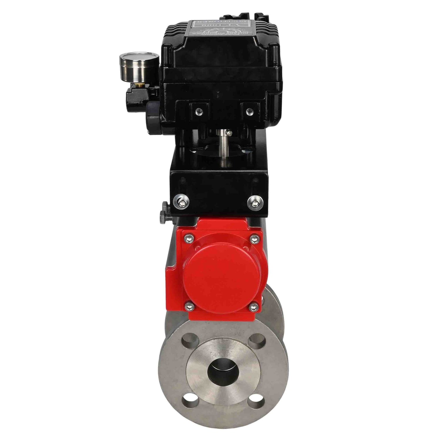 Válvula de bola de acero inoxidable Elephant kchfp-elephant-da-yt1000rsi, material del cuerpo - acero inoxidable AISI 316, material de la bola - acero inoxidable AISI 316, junta - PTFE, accionamiento por actuador neumático