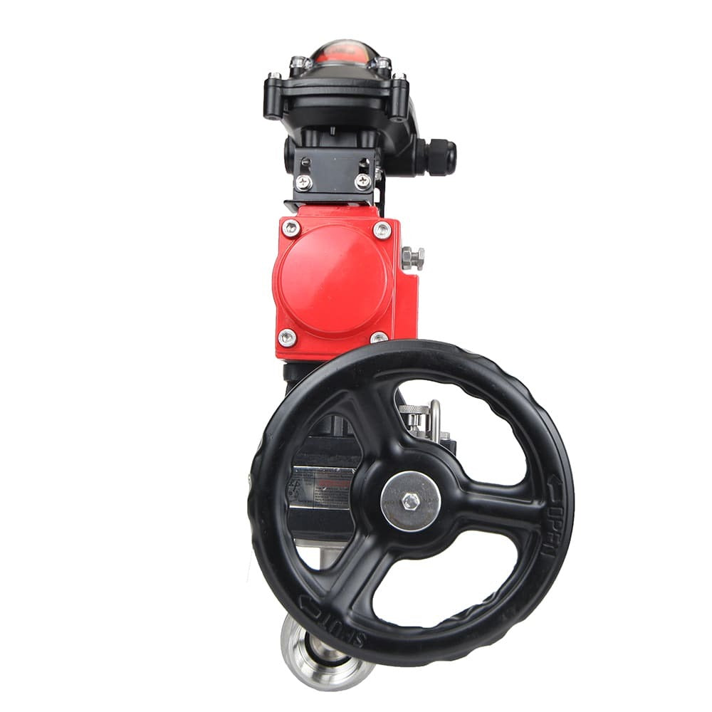 Stainless steel ball valve Elephant BVMP.316.230-ISO 63 bar, threaded, full port, body material - stainless steel AISI 316, with double-acting pneumatic actuator Elephant DA, limit switch block APL-410N EX, manual override HDM