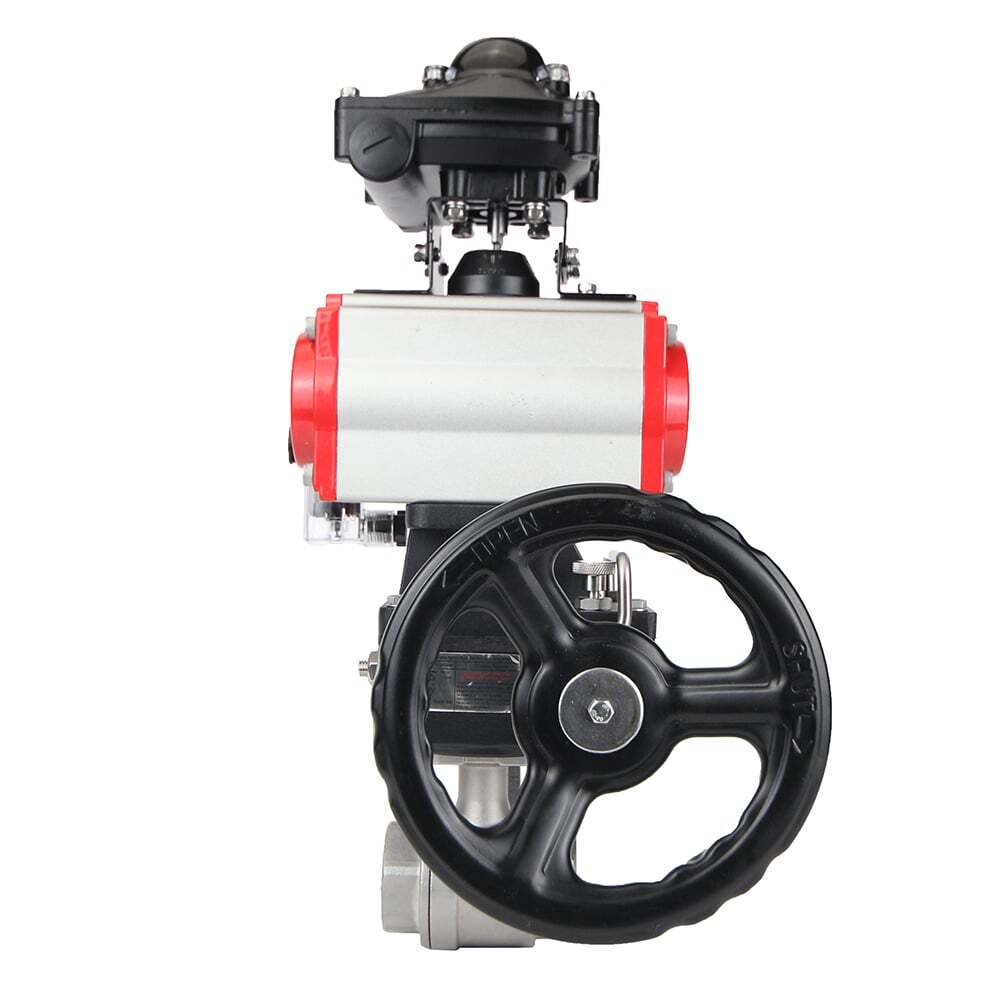 Válvula de bola de acero inoxidable Elephant kshmp316-elephant-da-4m310-24v-apl-210n-hdm, material del cuerpo - acero inoxidable AISI 316, material de la bola - acero inoxidable AISI 316, sello - PTFE, actuador neumático operado