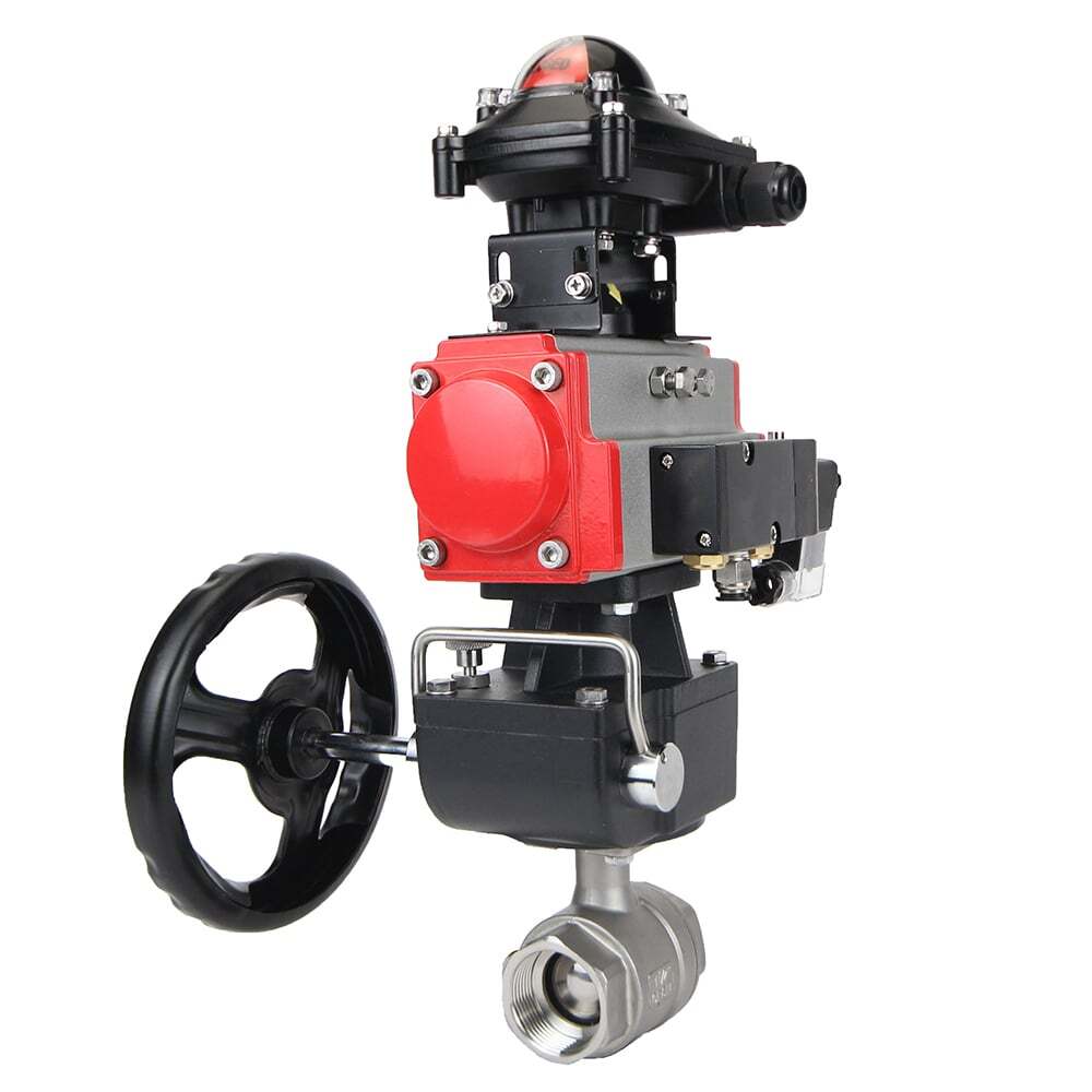 Válvula de bola de acero inoxidable Elephant kshmp316-elephant-da-4m310-110/220v-apl-210n-hdm, material del cuerpo - acero inoxidable AISI 316, material de la bola - acero inoxidable AISI 316, sello - PTFE, actuador neumático operado