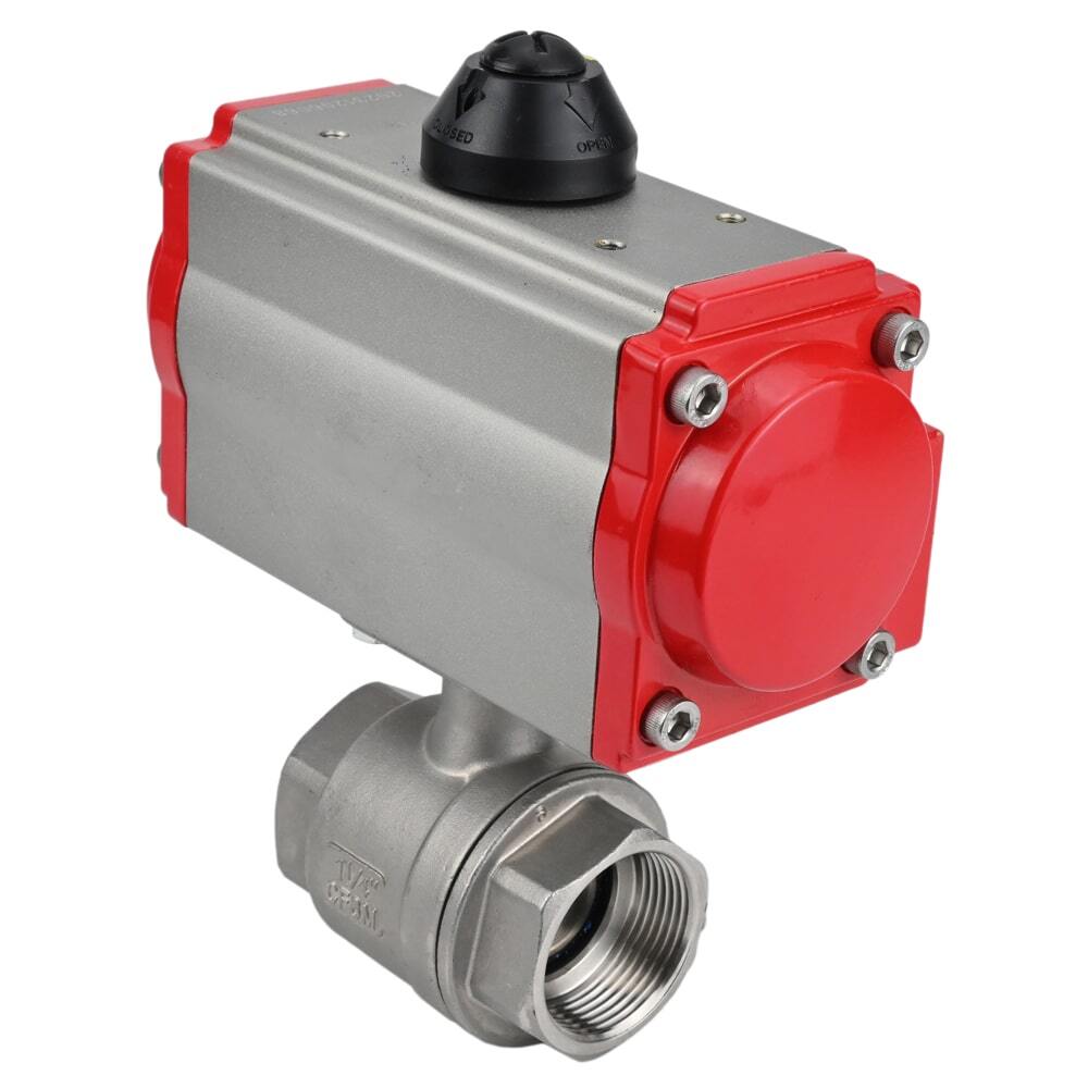 Válvula de bola de acero inoxidable Elephant kshmp316-elephant-sa, material del cuerpo - acero inoxidable AISI 316, material de la bola - acero inoxidable AISI 316, sello - PTFE, actuador neumático operado