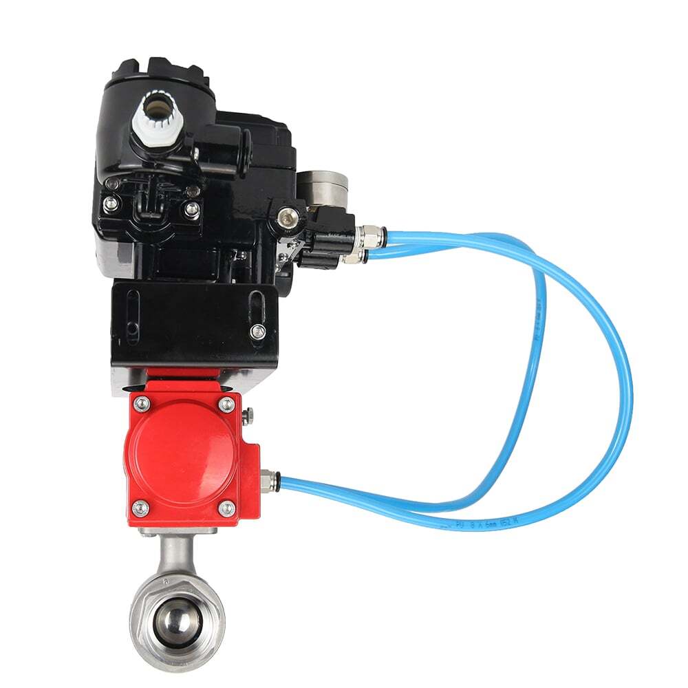 Válvula de bola de acero inoxidable Elephant kshmp316-elephant-da-yt1000rsi, material del cuerpo - acero inoxidable AISI 316, material de la bola - acero inoxidable AISI 316, sello - PTFE, actuador neumático operado