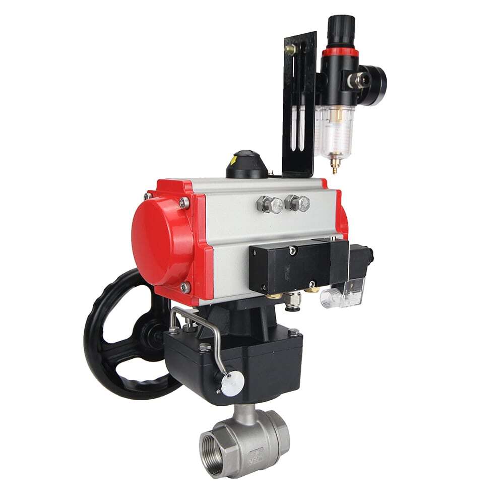 Válvula de bola de acero inoxidable Elephant kshmp316-elephant-da-4m310-110/220-hdm-afc2000, material del cuerpo - acero inoxidable AISI 316, material de la bola - acero inoxidable AISI 316, sello - PTFE, actuador neumático operado