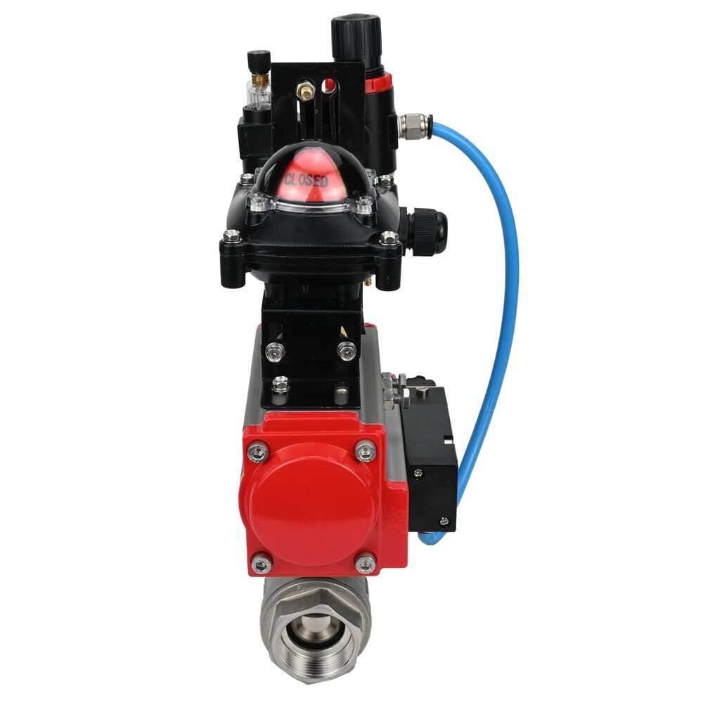 Válvula de bola de acero inoxidable Elephant kshmp316-elephant-sa-4m310-110/220-apl210n-afc2000, material del cuerpo - acero inoxidable AISI 316, material de la bola - acero inoxidable AISI 316, sello - PTFE, actuador neumático operado