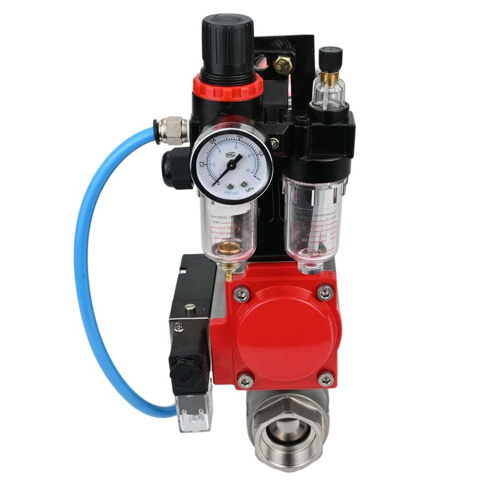 Stainless steel ball valve Elephant BVMP.316.230-ISO 63 bar, threaded, full port, body material - stainless steel AISI 316, with double-acting pneumatic actuator Elephant DA, pneumatic distributor 4M310-08 NAMUR  24V, limit switch block APL-410N EX, air