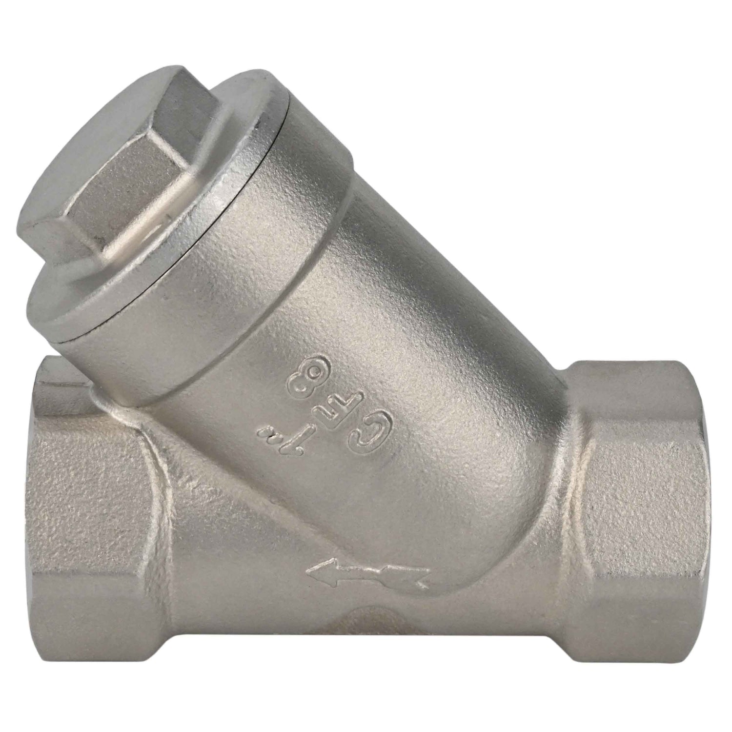 Clapet anti-retour à ressort Elephant VCSY3232P-T en forme de Y, matériau du corps - Acier inoxydable AISI 316, matériau du corps de verrouillage - Acier inoxydable 316, joint - PTFE, fileté